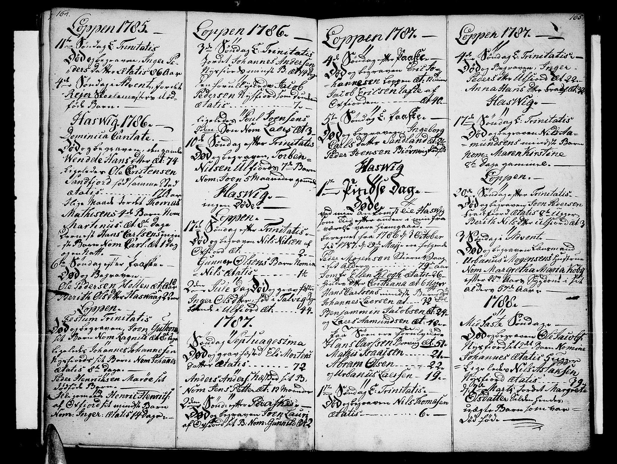 Loppa sokneprestkontor, SATØ/S-1339/H/Ha/L0002kirke: Parish register (official) no. 2, 1785-1821, p. 164-165