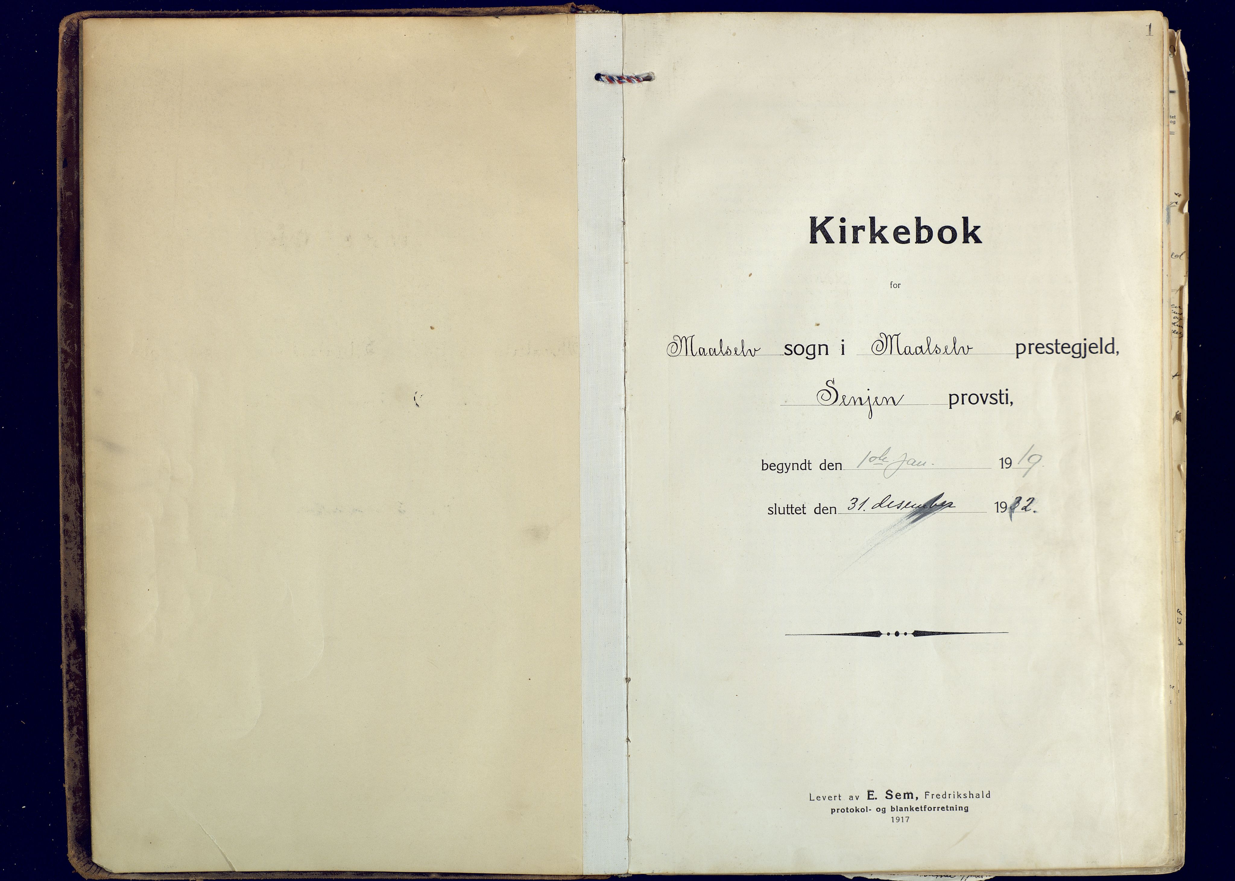 Målselv sokneprestembete, SATØ/S-1311/G/Ga/Gaa/L0014kirke: Parish register (official) no. 14, 1919-1932, p. 1