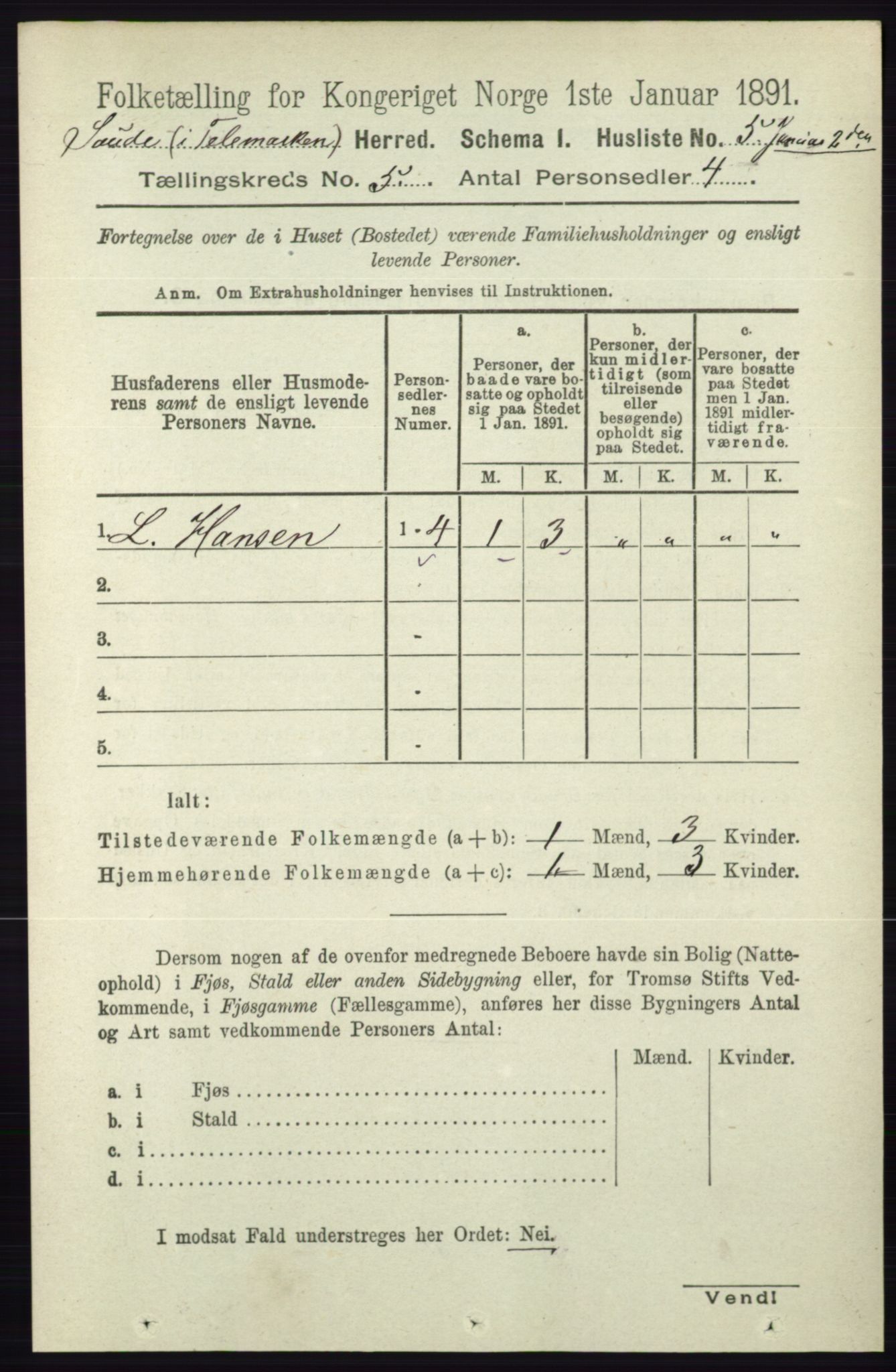 RA, 1891 census for 0822 Sauherad, 1891, p. 1380