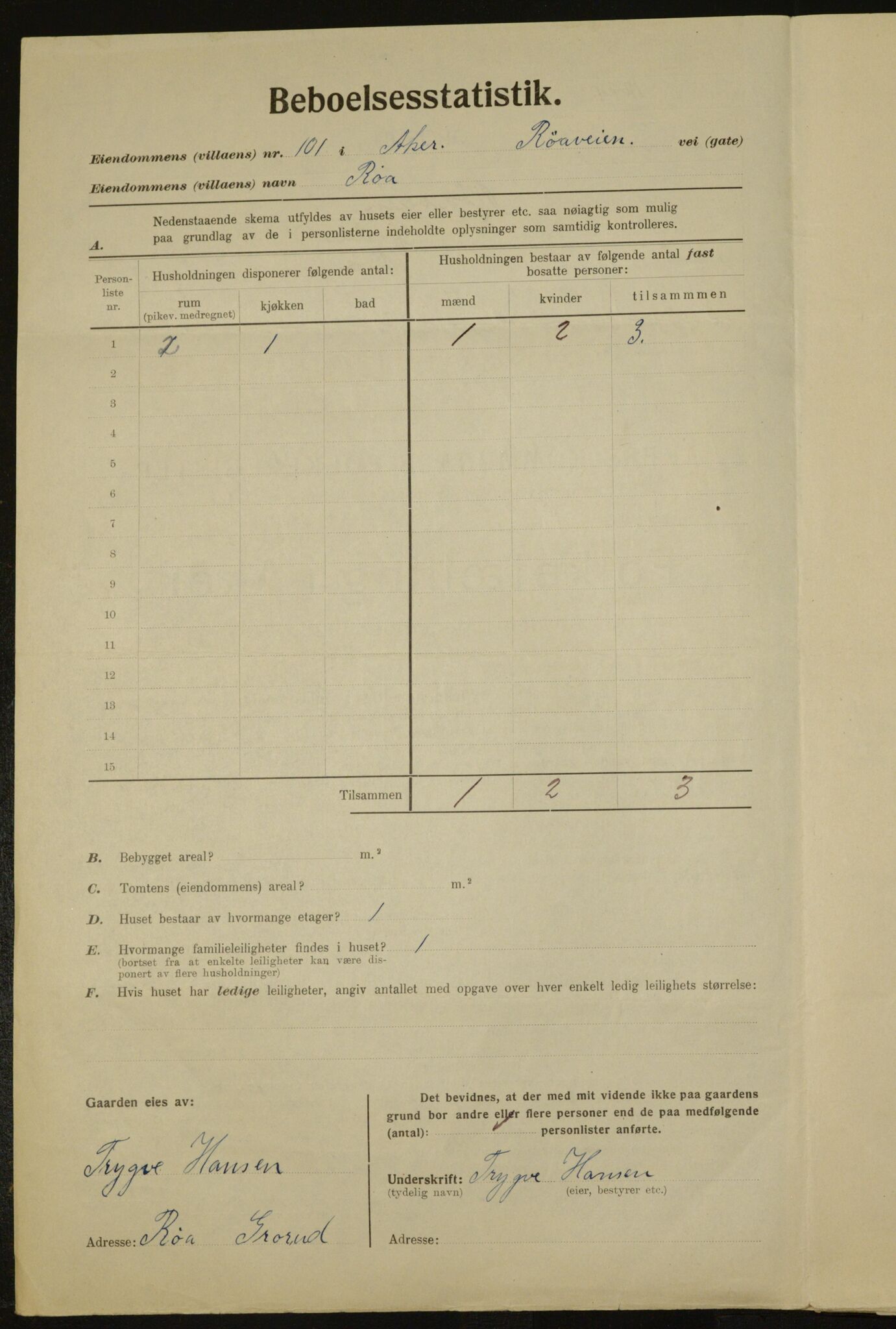 , Municipal Census 1923 for Aker, 1923, p. 30144