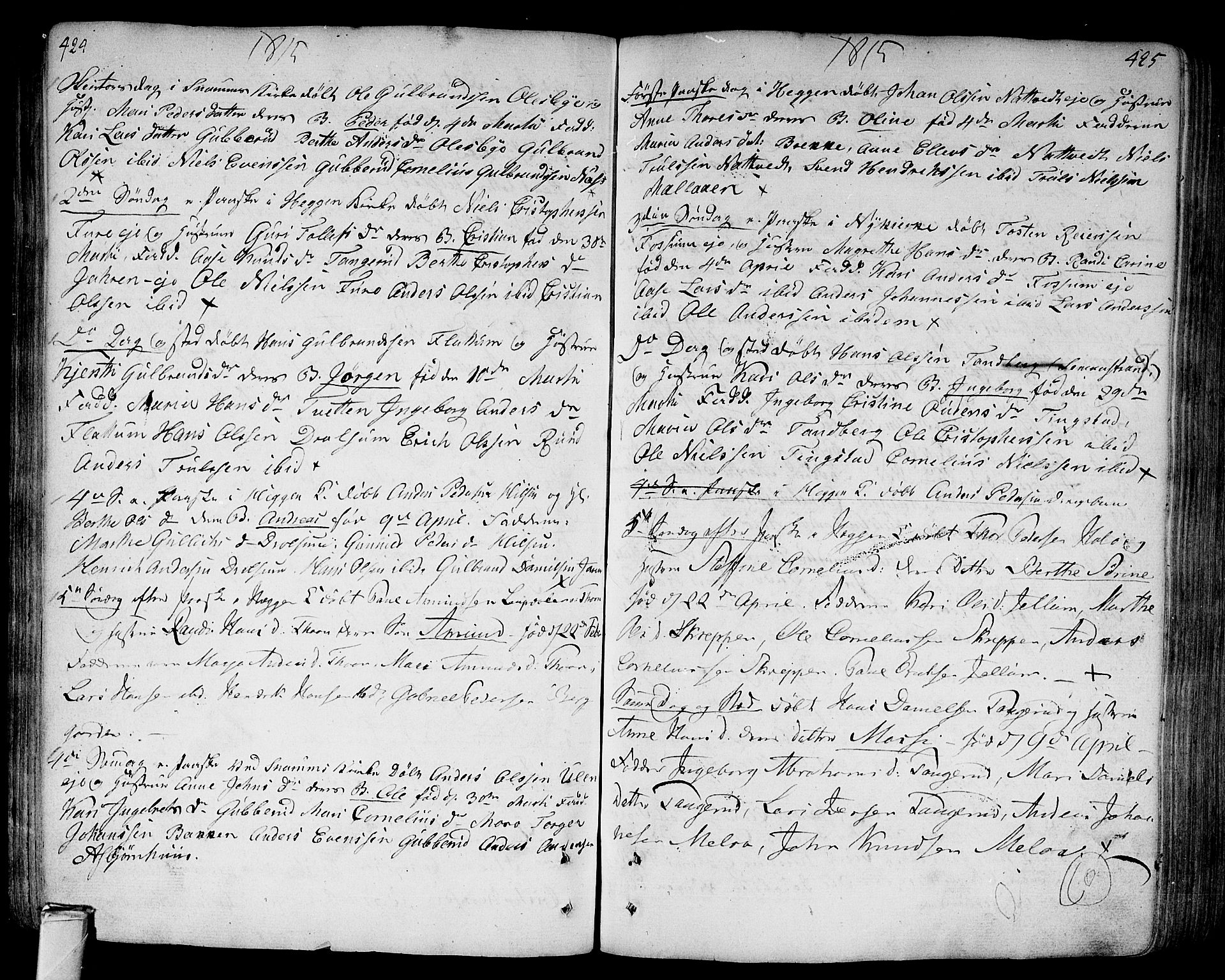Modum kirkebøker, AV/SAKO-A-234/F/Fa/L0003: Parish register (official) no. 3, 1783-1819, p. 424-425