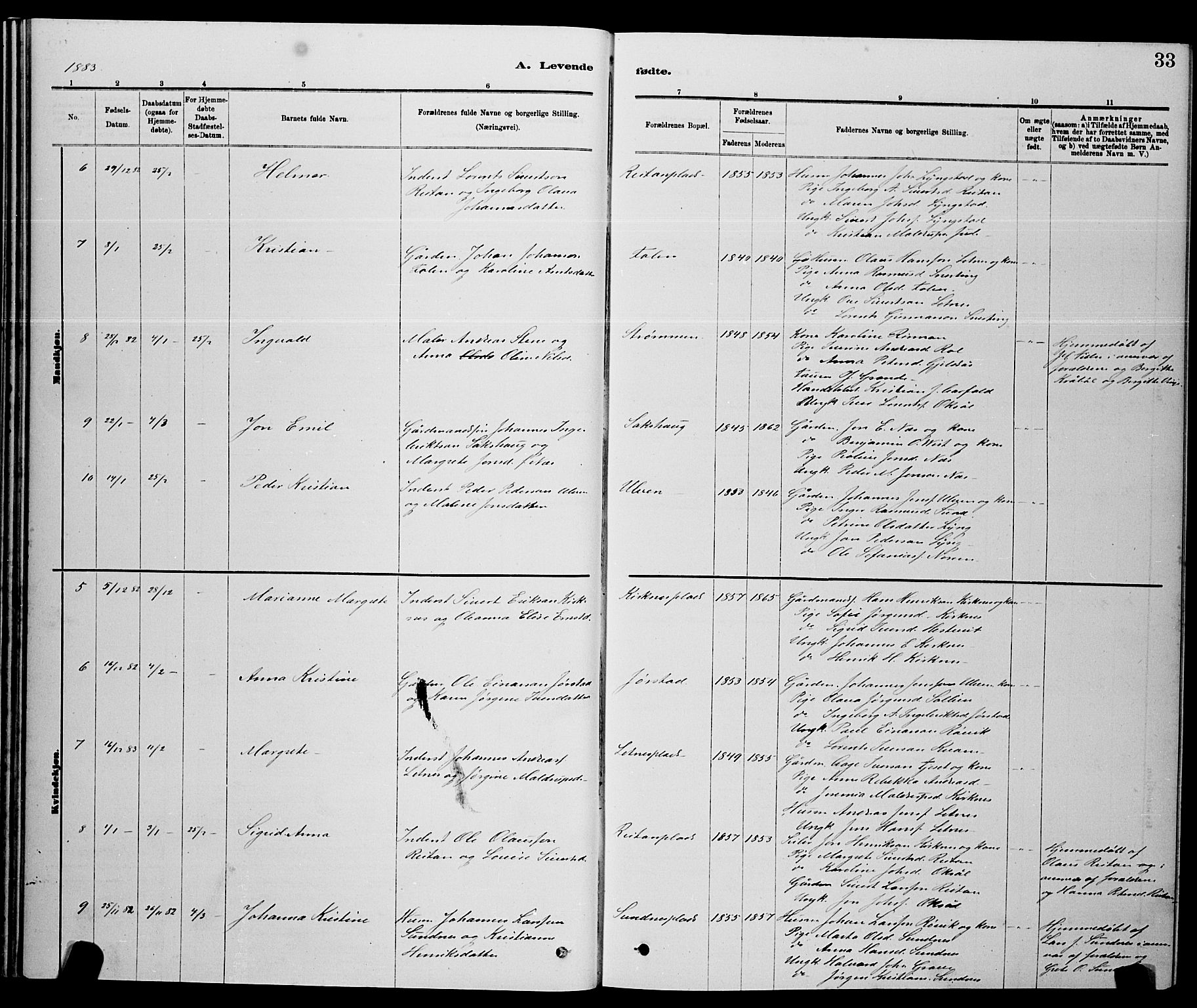 Ministerialprotokoller, klokkerbøker og fødselsregistre - Nord-Trøndelag, AV/SAT-A-1458/730/L0301: Parish register (copy) no. 730C04, 1880-1897, p. 33