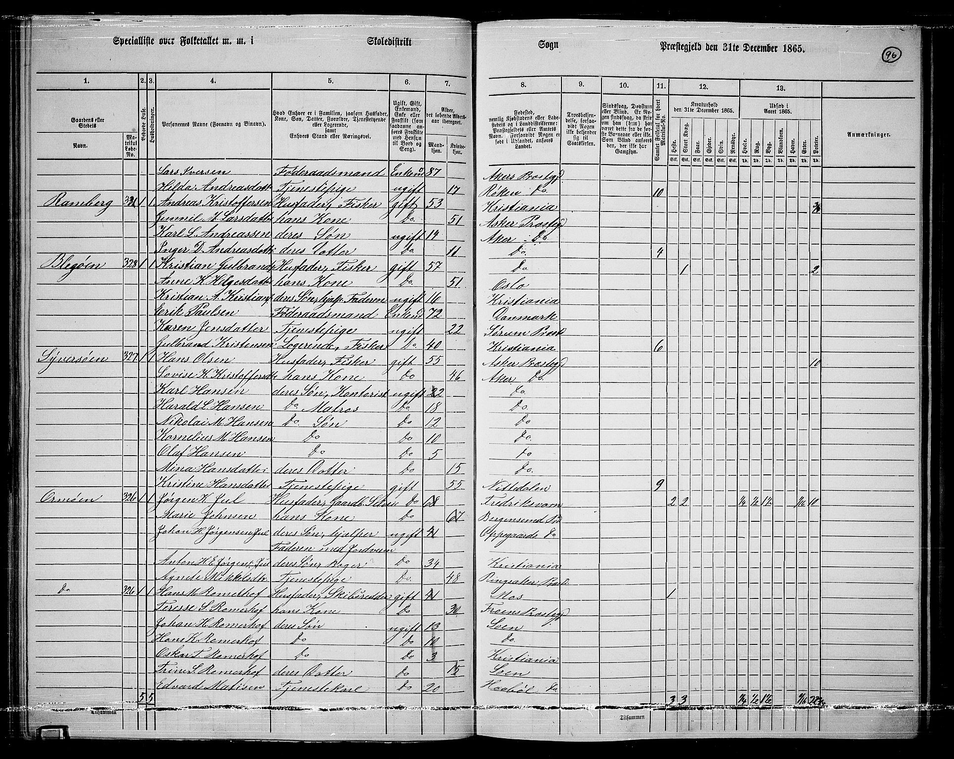 RA, 1865 census for Østre Aker, 1865, p. 320