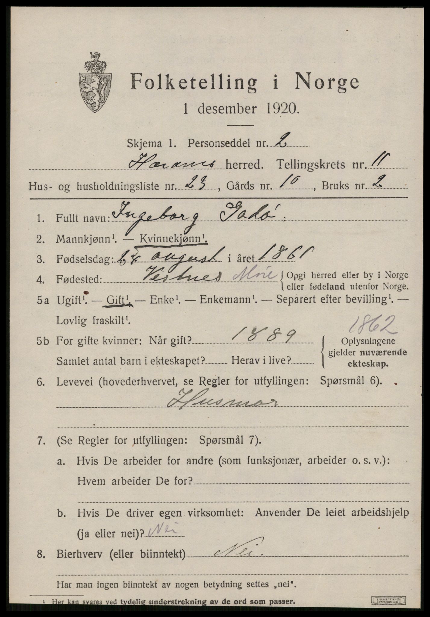 SAT, 1920 census for Haram, 1920, p. 6533