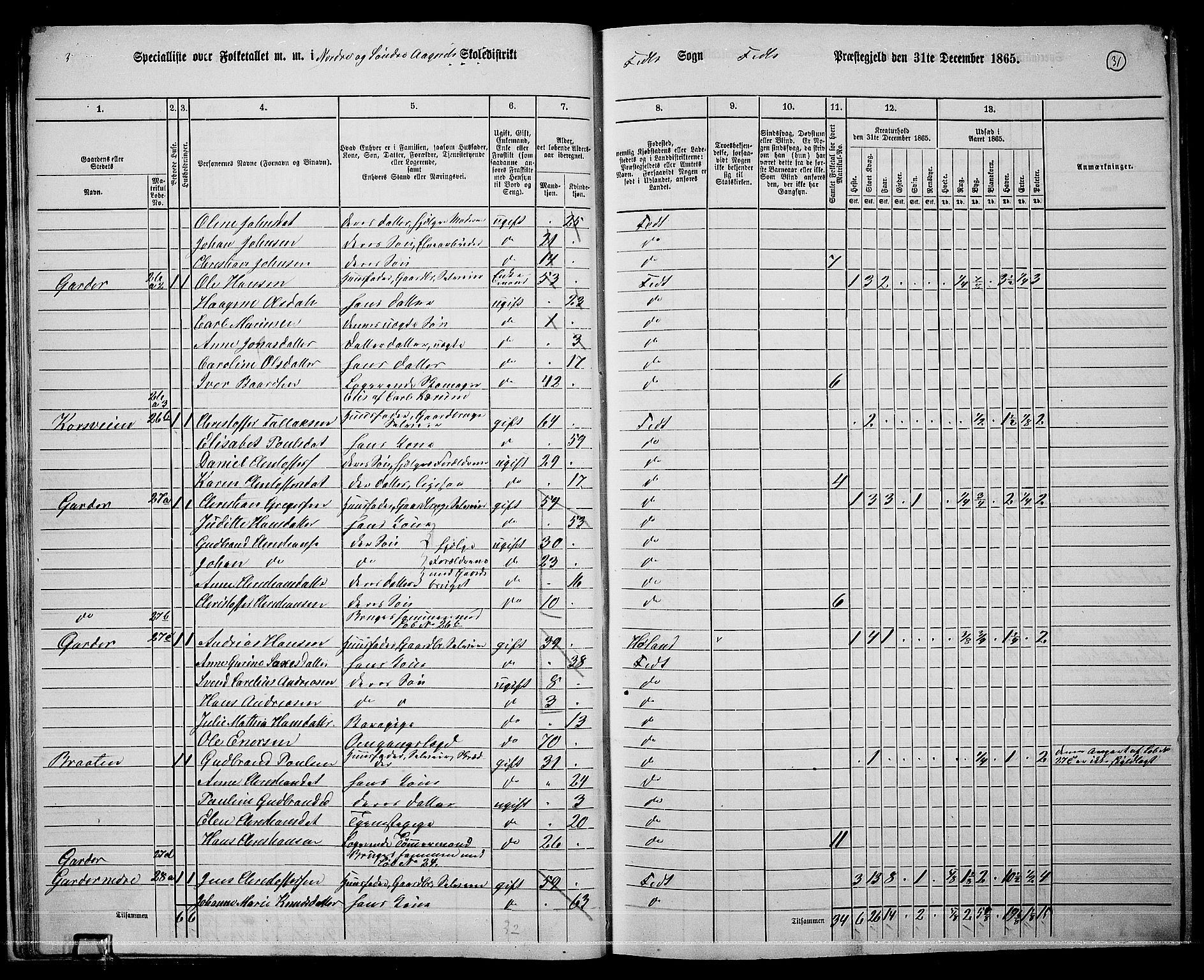 RA, 1865 census for Fet, 1865, p. 28