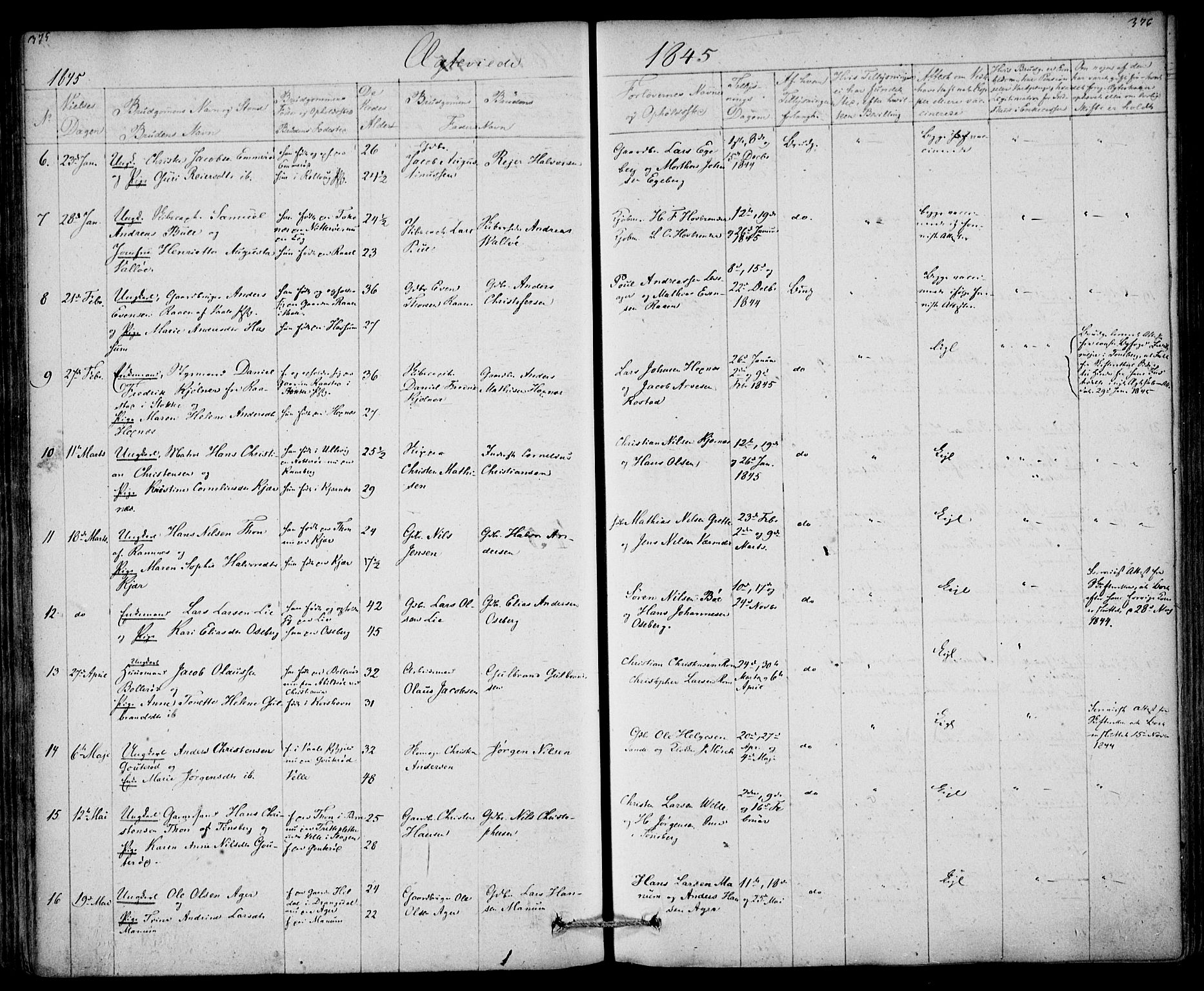 Sem kirkebøker, AV/SAKO-A-5/F/Fa/L0006: Parish register (official) no. I 6, 1843-1855, p. 375-376