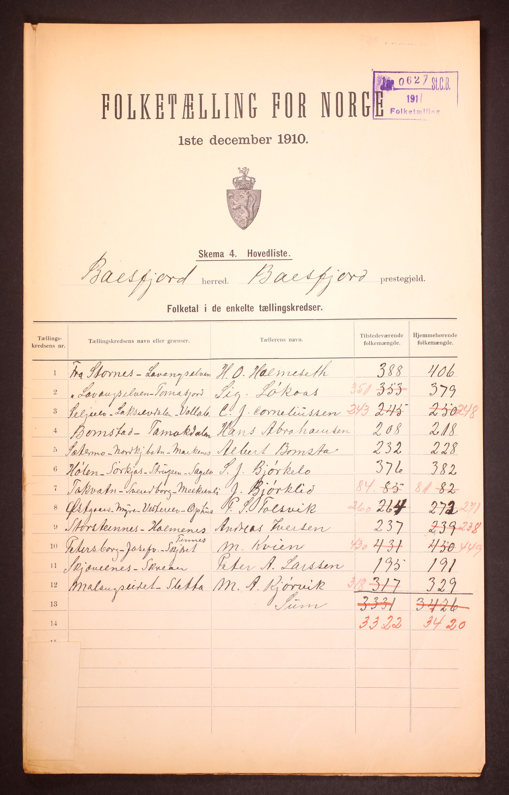 RA, 1910 census for Balsfjord, 1910, p. 2