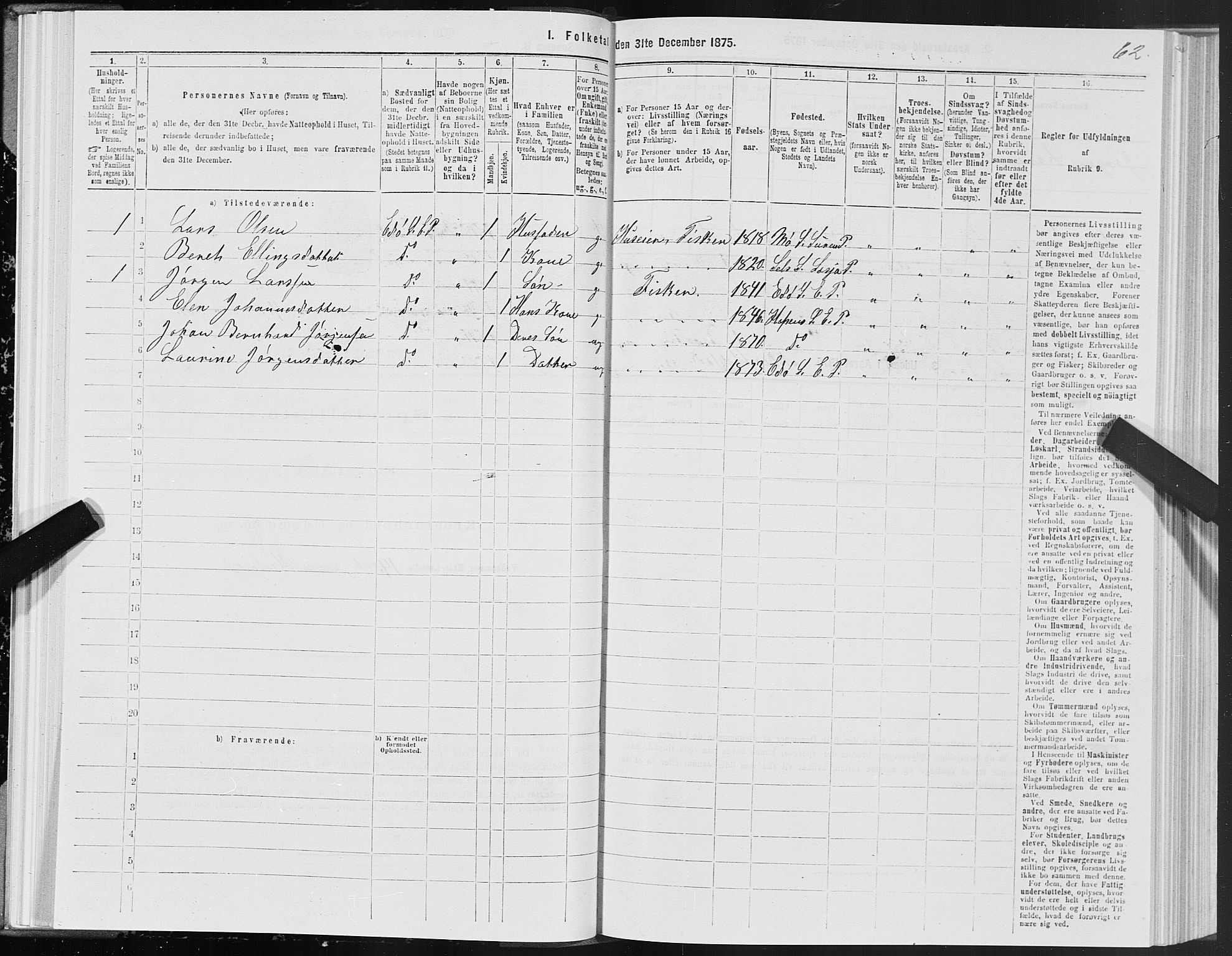 SAT, 1875 census for 1573P Edøy, 1875, p. 2062