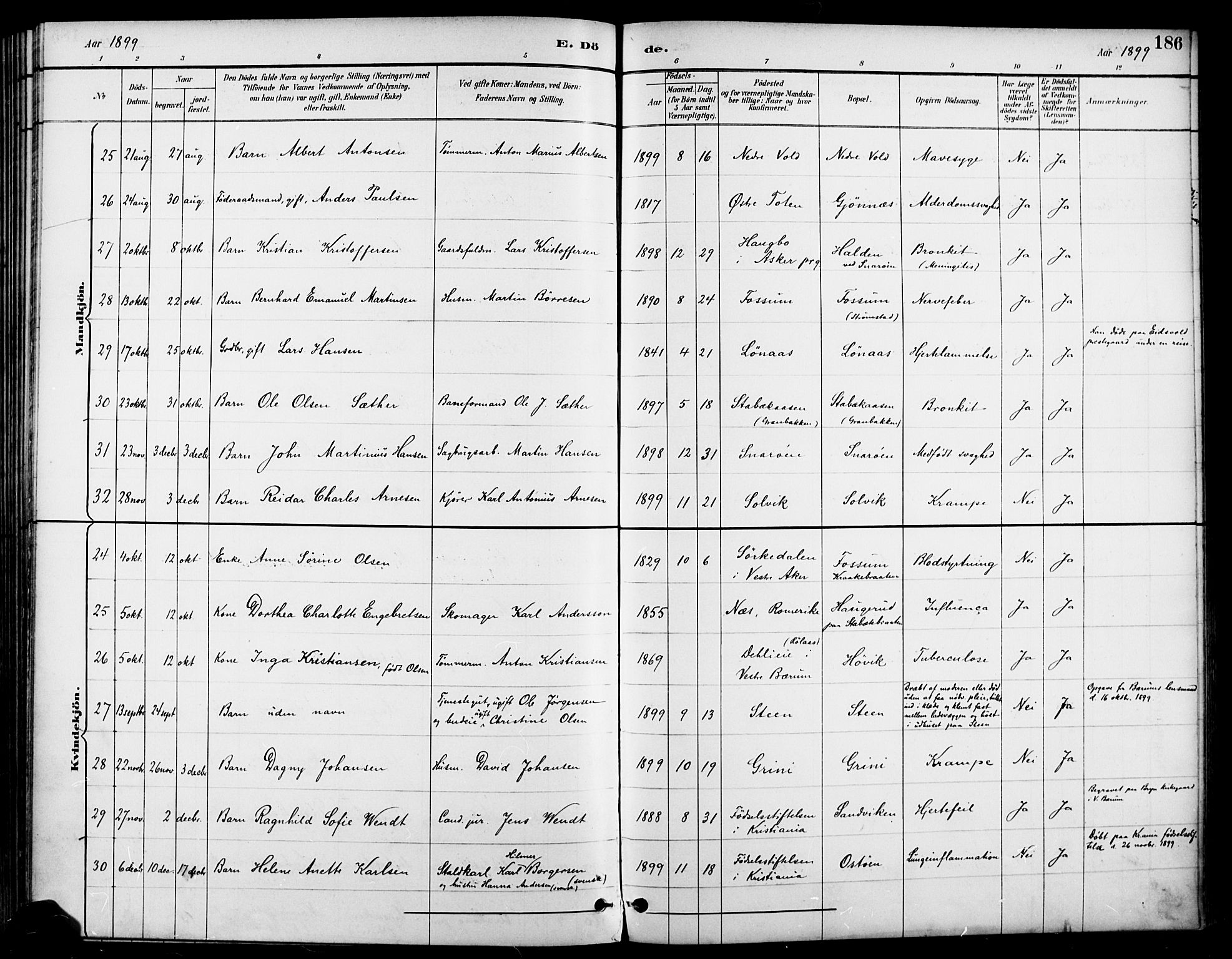 Asker prestekontor Kirkebøker, SAO/A-10256a/F/Fc/L0003: Parish register (official) no. III 3, 1892-1904, p. 186