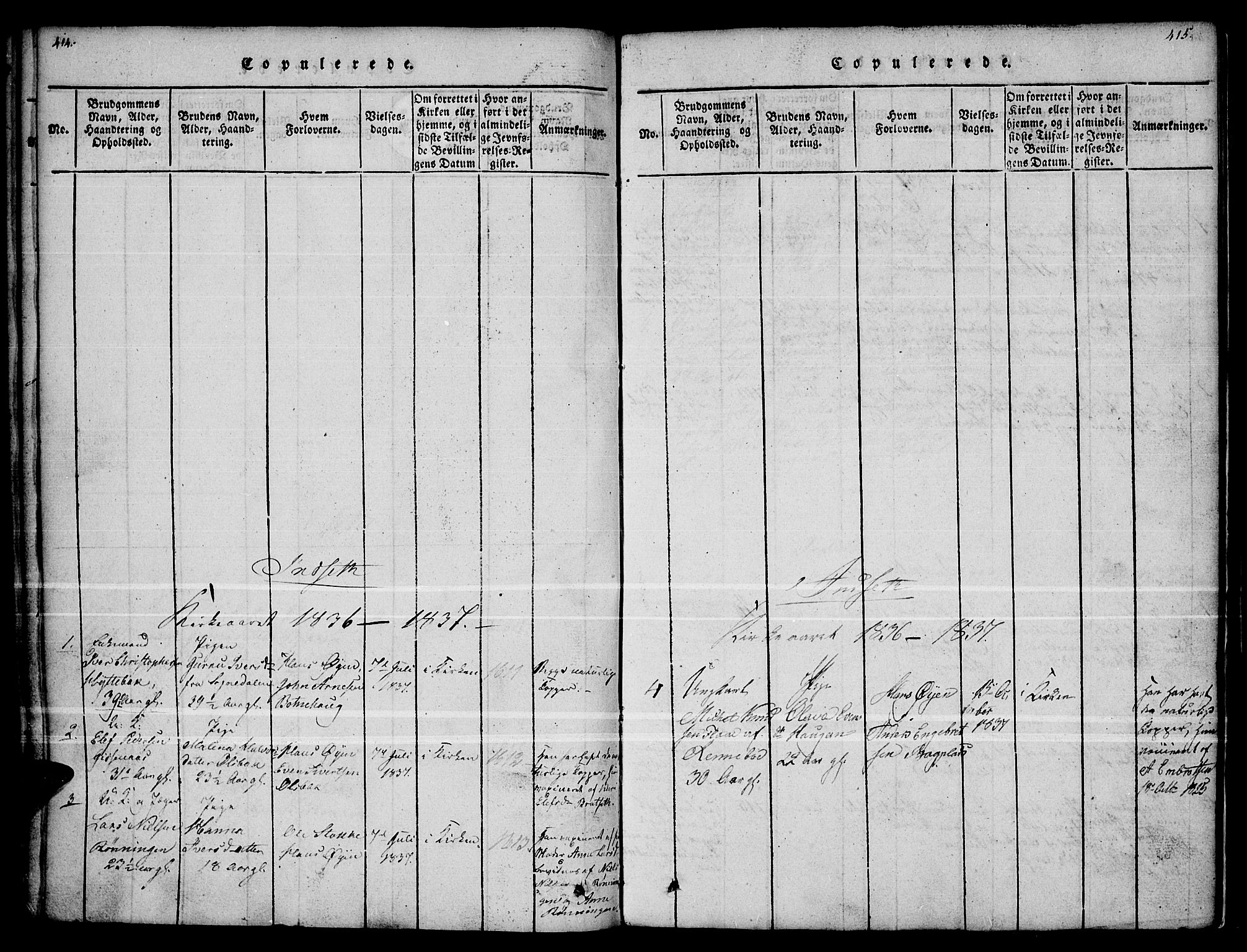 Kvikne prestekontor, AV/SAH-PREST-064/H/Ha/Haa/L0004: Parish register (official) no. 4, 1815-1840, p. 414-415