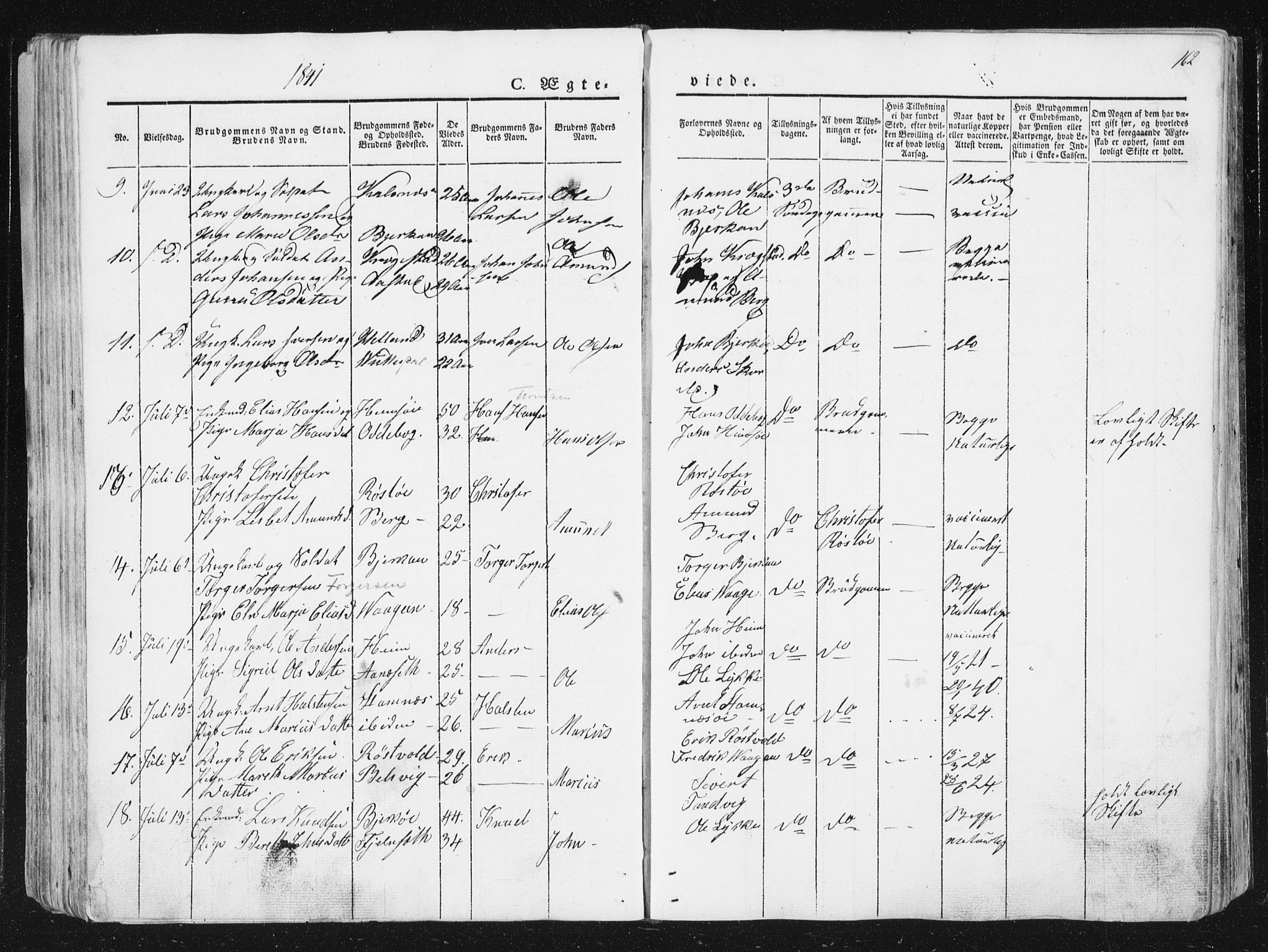 Ministerialprotokoller, klokkerbøker og fødselsregistre - Sør-Trøndelag, SAT/A-1456/630/L0493: Parish register (official) no. 630A06, 1841-1851, p. 162