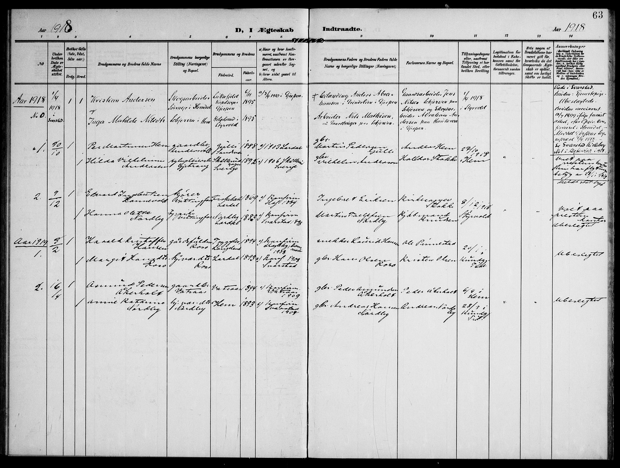 Lardal kirkebøker, SAKO/A-350/F/Fc/L0002: Parish register (official) no. III 2, 1907-1921, p. 63