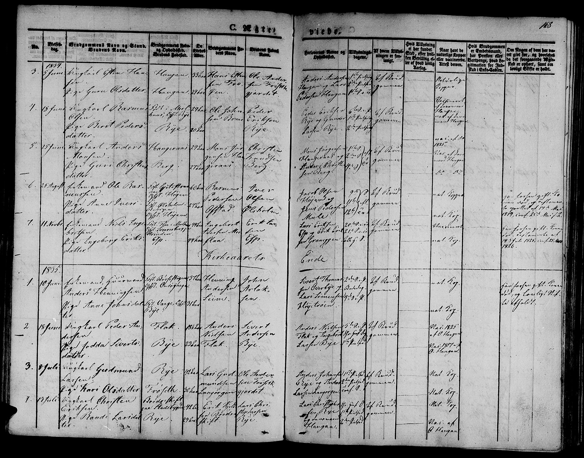 Ministerialprotokoller, klokkerbøker og fødselsregistre - Sør-Trøndelag, SAT/A-1456/612/L0374: Parish register (official) no. 612A07 /1, 1829-1845, p. 168