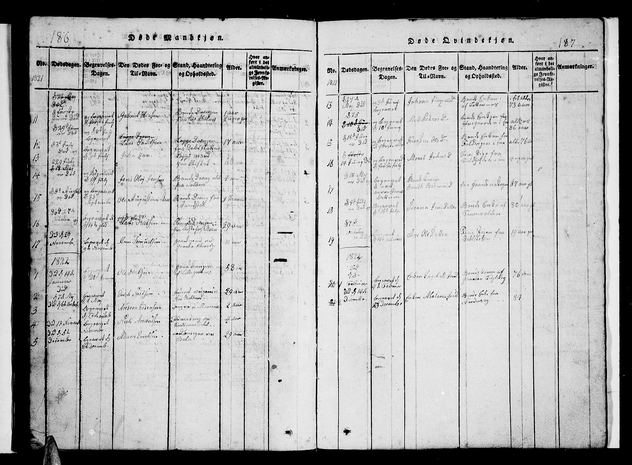 Ibestad sokneprestembete, SATØ/S-0077/H/Ha/Hab/L0002klokker: Parish register (copy) no. 2, 1821-1833, p. 186-187