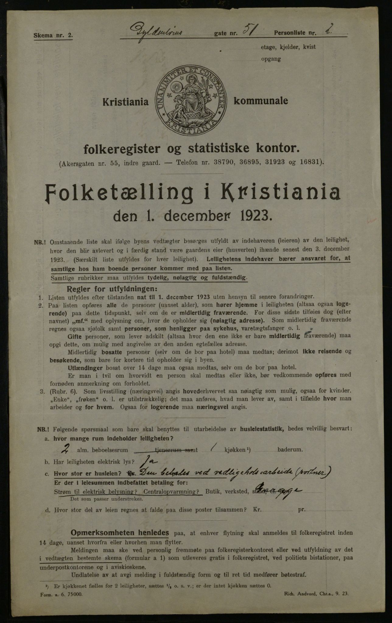 OBA, Municipal Census 1923 for Kristiania, 1923, p. 36585