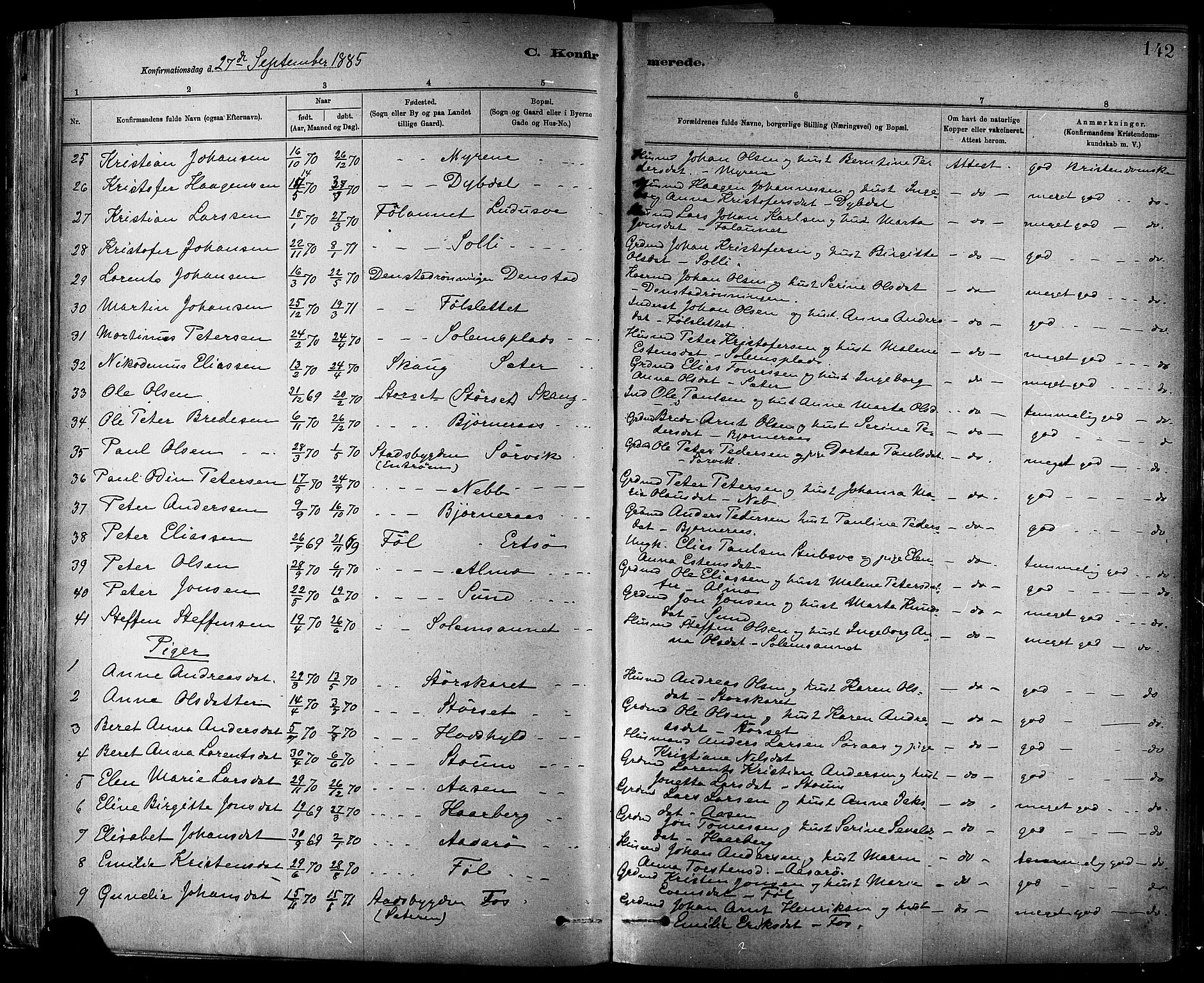Ministerialprotokoller, klokkerbøker og fødselsregistre - Sør-Trøndelag, SAT/A-1456/647/L0634: Parish register (official) no. 647A01, 1885-1896, p. 142