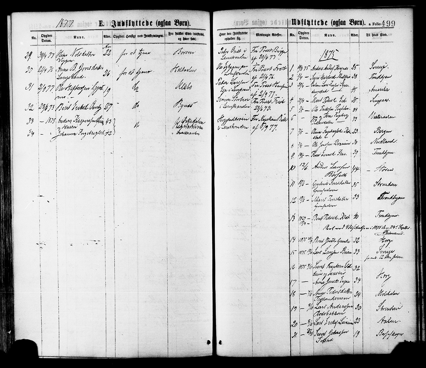 Ministerialprotokoller, klokkerbøker og fødselsregistre - Sør-Trøndelag, AV/SAT-A-1456/691/L1079: Parish register (official) no. 691A11, 1873-1886, p. 499