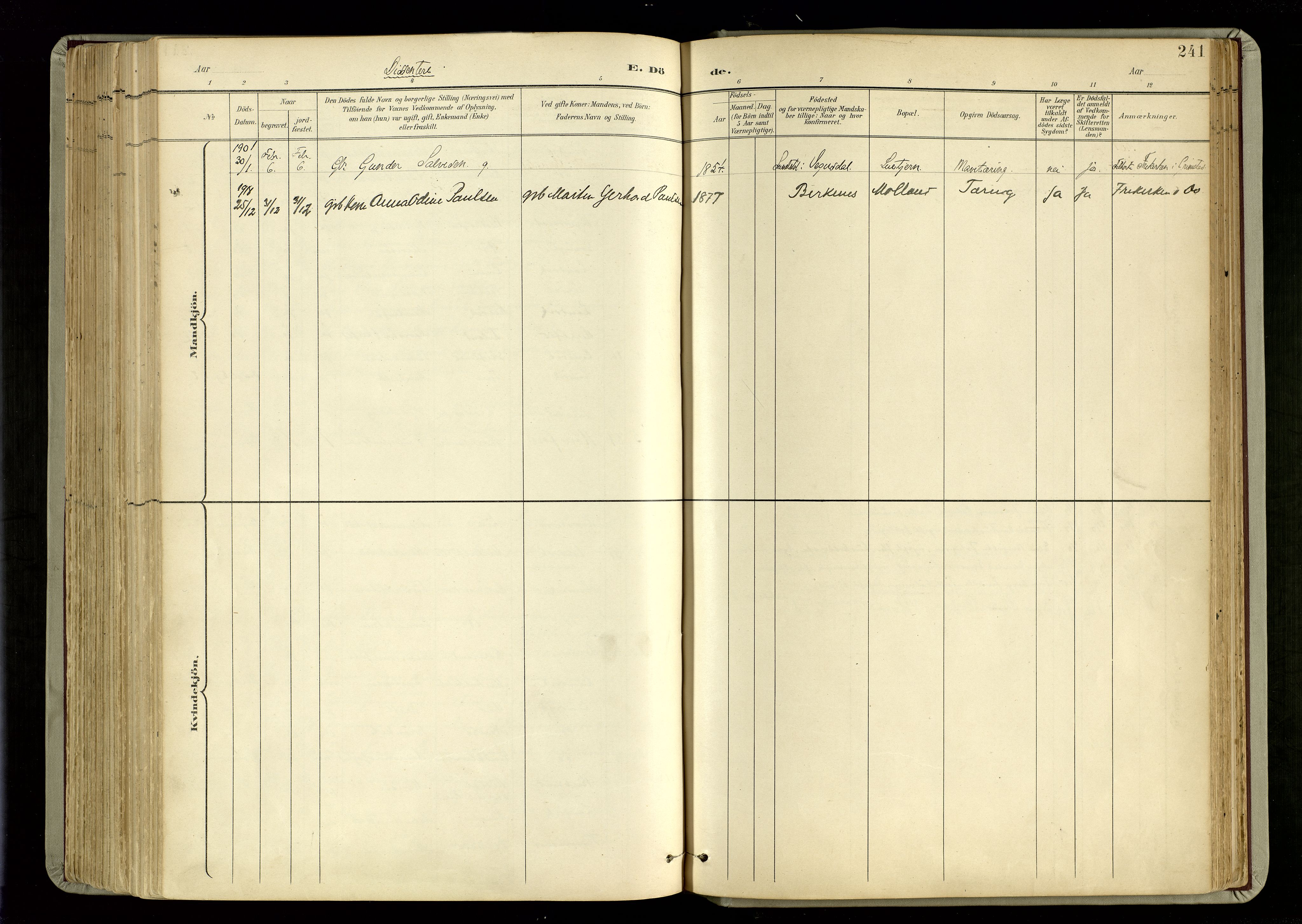 Hommedal sokneprestkontor, SAK/1111-0023/F/Fa/Fab/L0007: Parish register (official) no. A 7, 1898-1924, p. 241