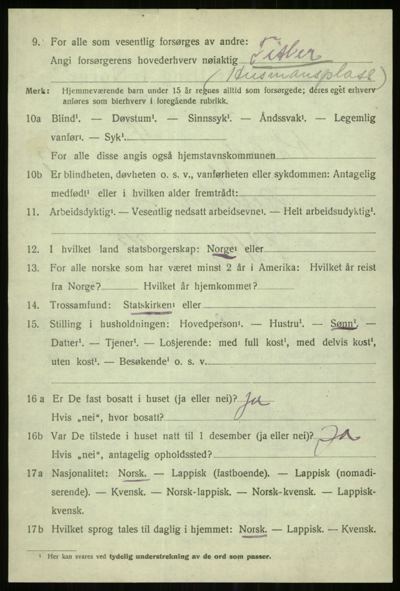 SATØ, 1920 census for Karlsøy, 1920, p. 4463