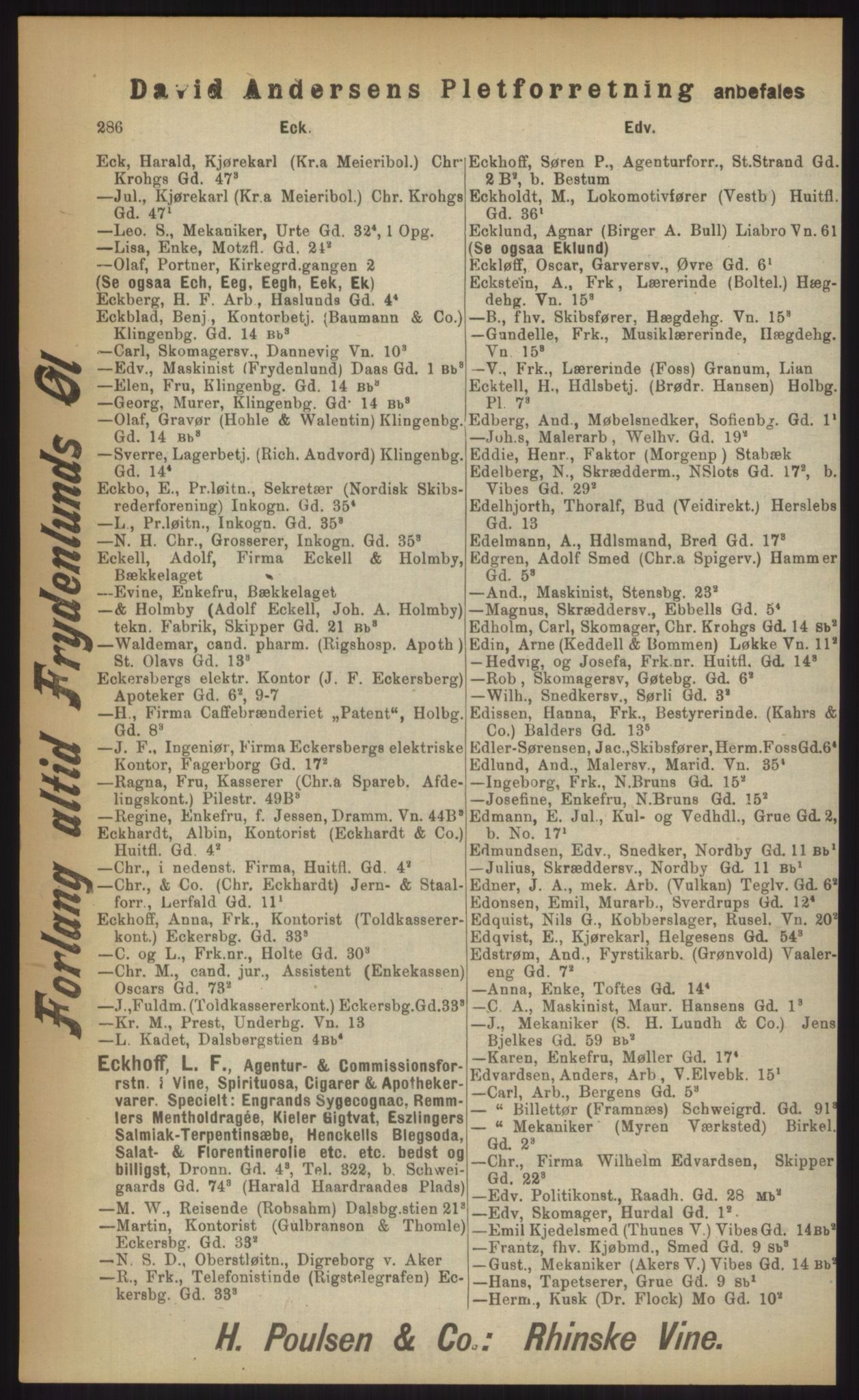 Kristiania/Oslo adressebok, PUBL/-, 1903, p. 286