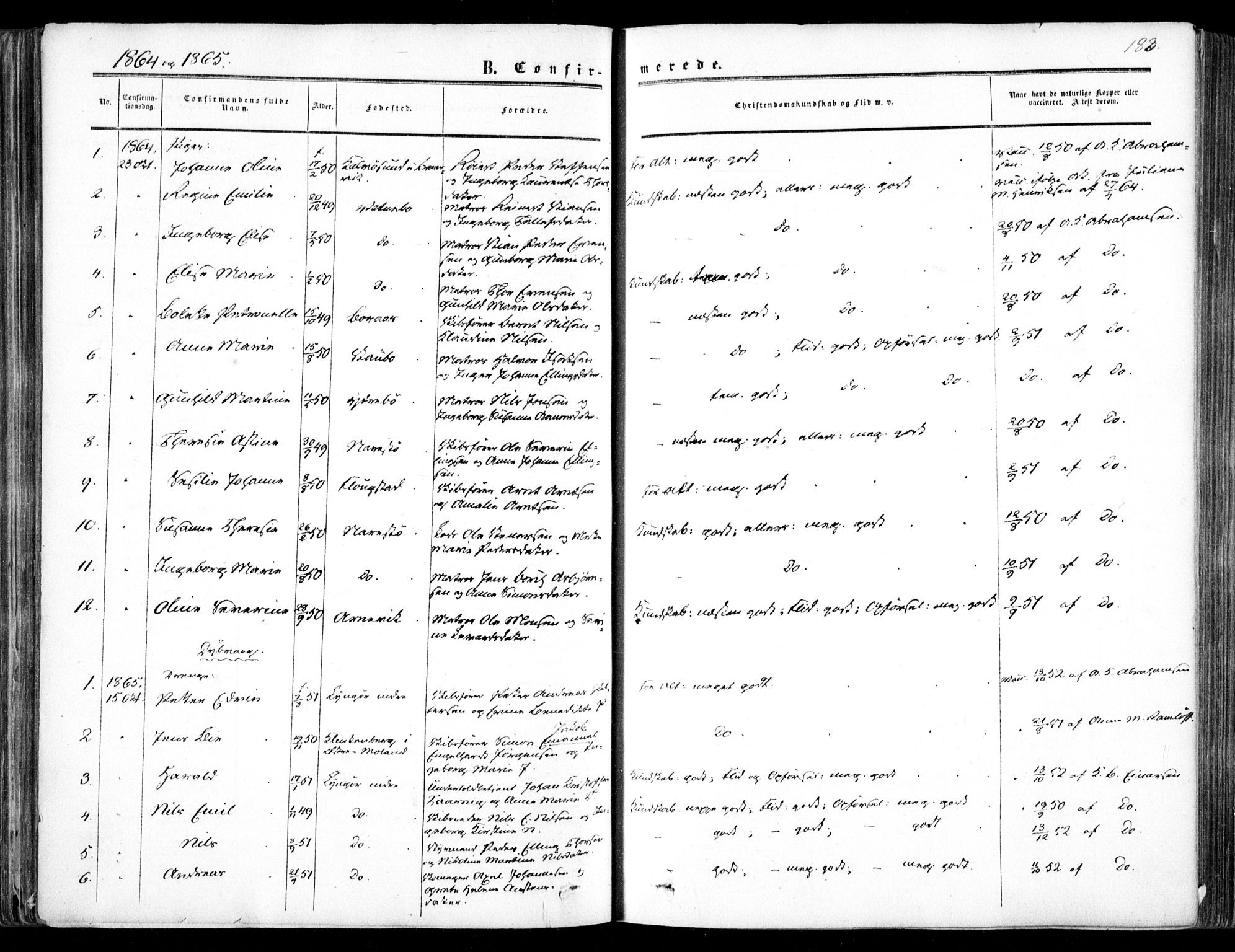 Dypvåg sokneprestkontor, AV/SAK-1111-0007/F/Fa/Faa/L0006: Parish register (official) no. A 6, 1855-1872, p. 183