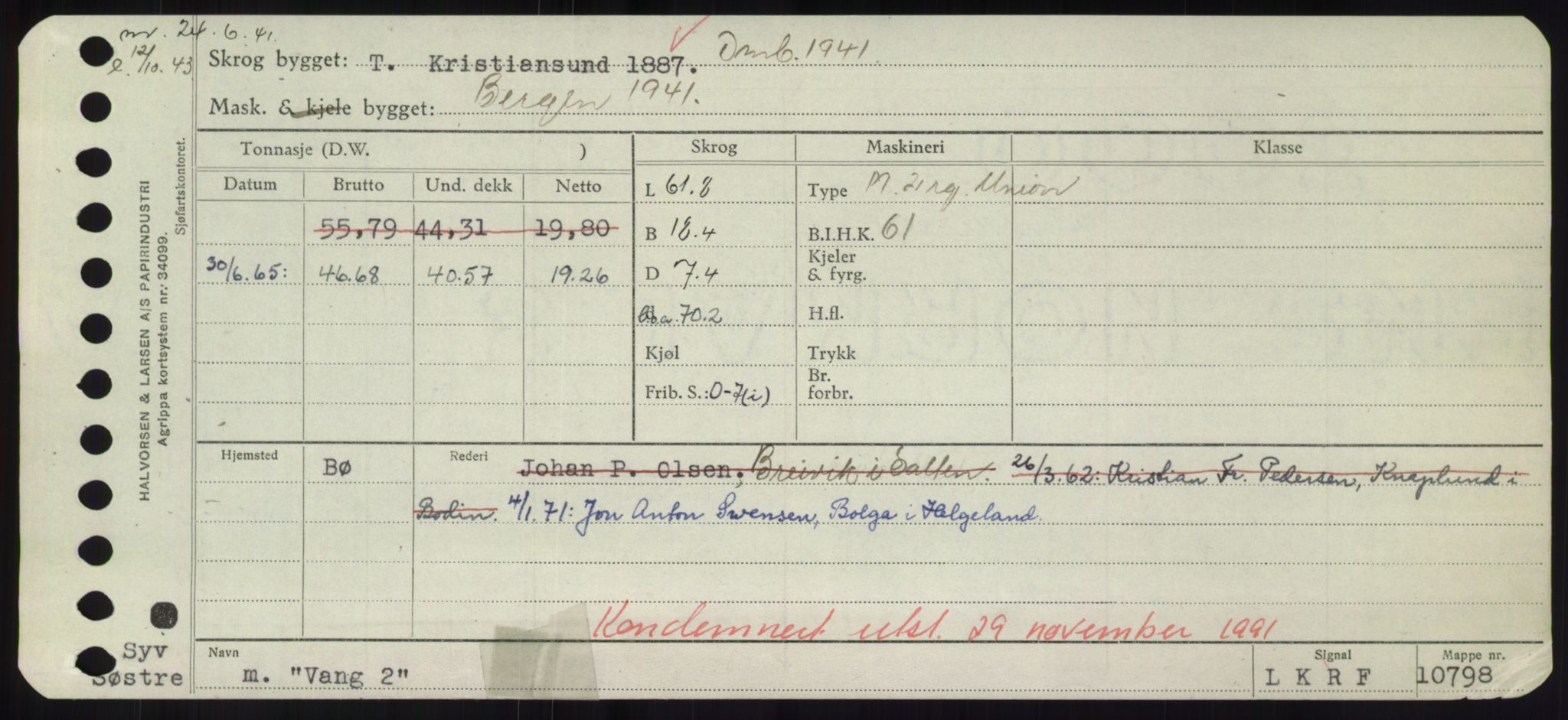 Sjøfartsdirektoratet med forløpere, Skipsmålingen, RA/S-1627/H/Hd/L0040: Fartøy, U-Ve, p. 271