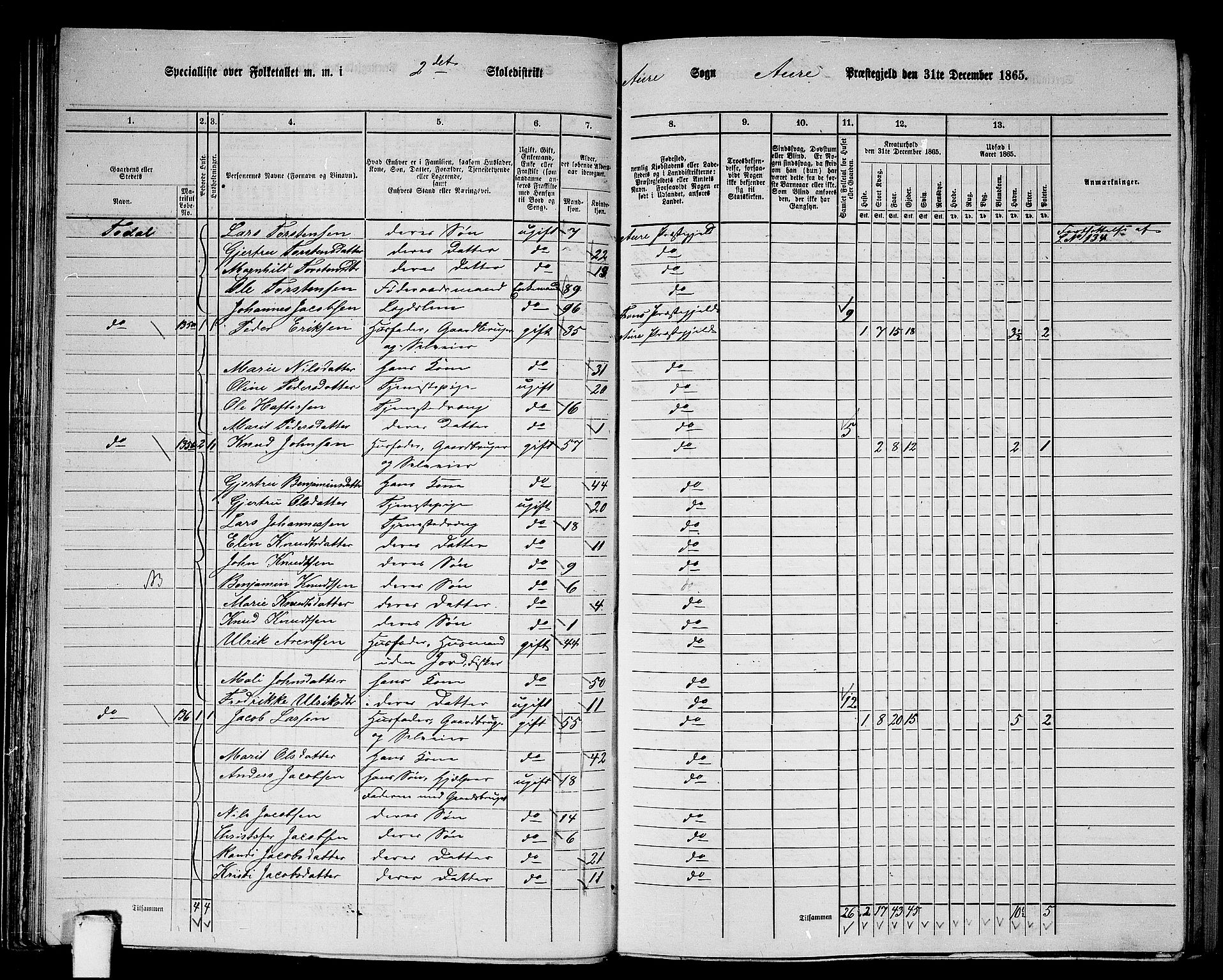 RA, 1865 census for Aure, 1865, p. 46