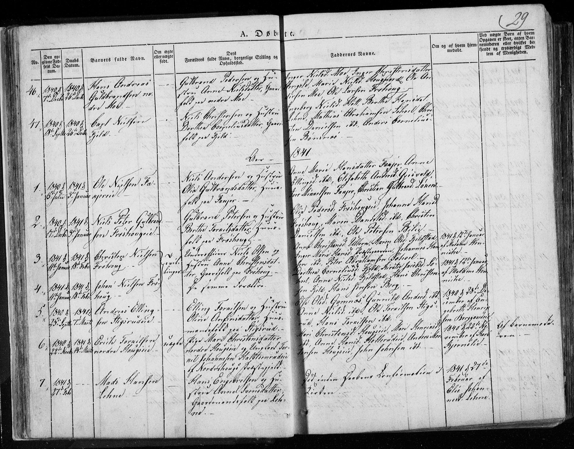 Hole kirkebøker, SAKO/A-228/F/Fa/L0005: Parish register (official) no. I 5, 1833-1851, p. 29