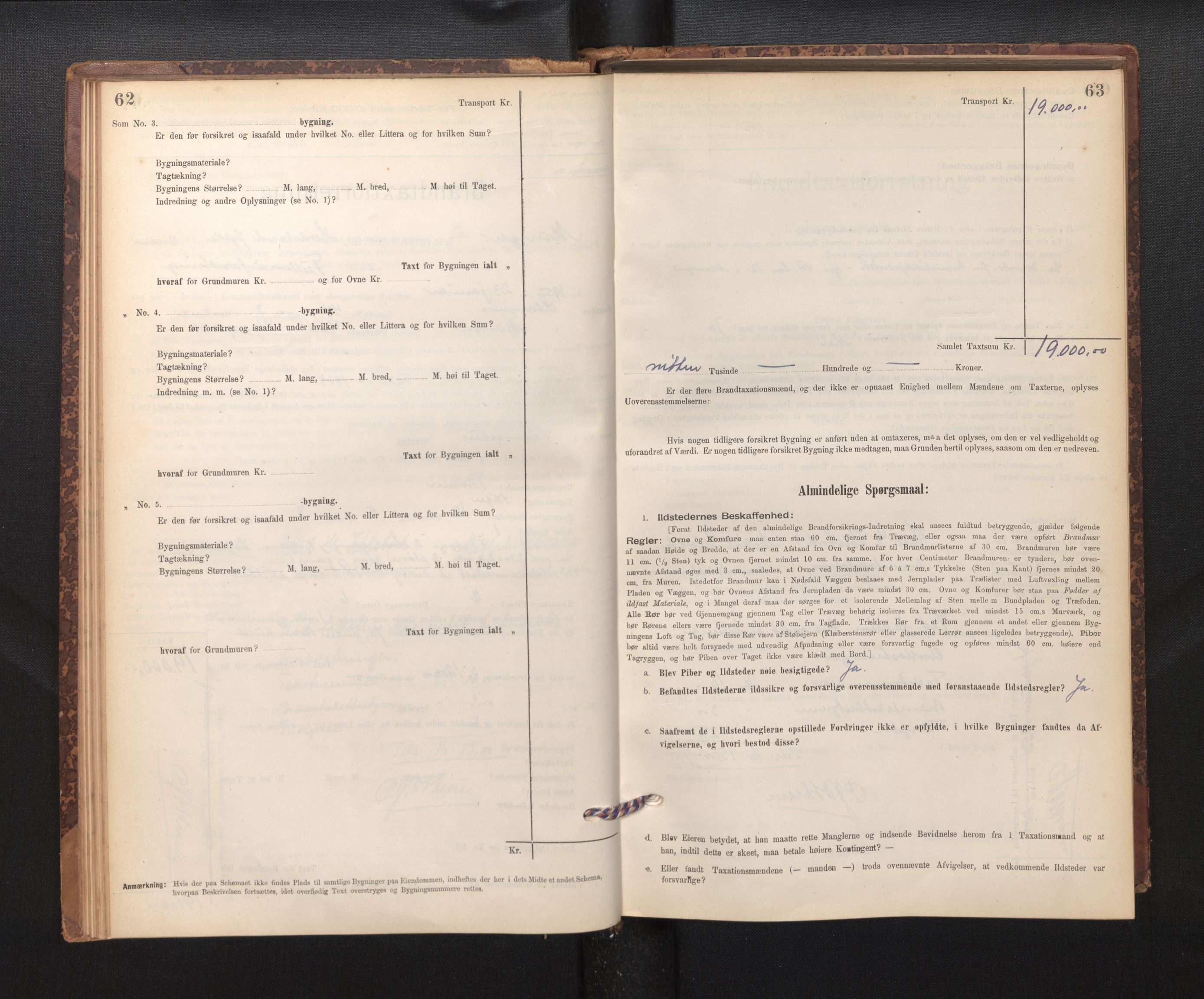 Lensmannen i Manger, SAB/A-33701/0012/L0004: Branntakstprotokoll, skjematakst, 1894-1952, p. 62-63