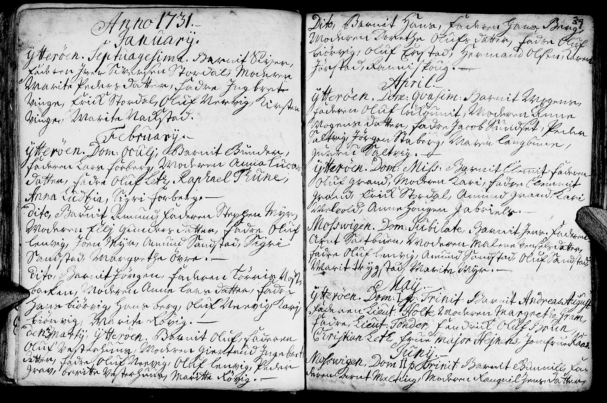 Ministerialprotokoller, klokkerbøker og fødselsregistre - Nord-Trøndelag, SAT/A-1458/722/L0215: Parish register (official) no. 722A02, 1718-1755, p. 39