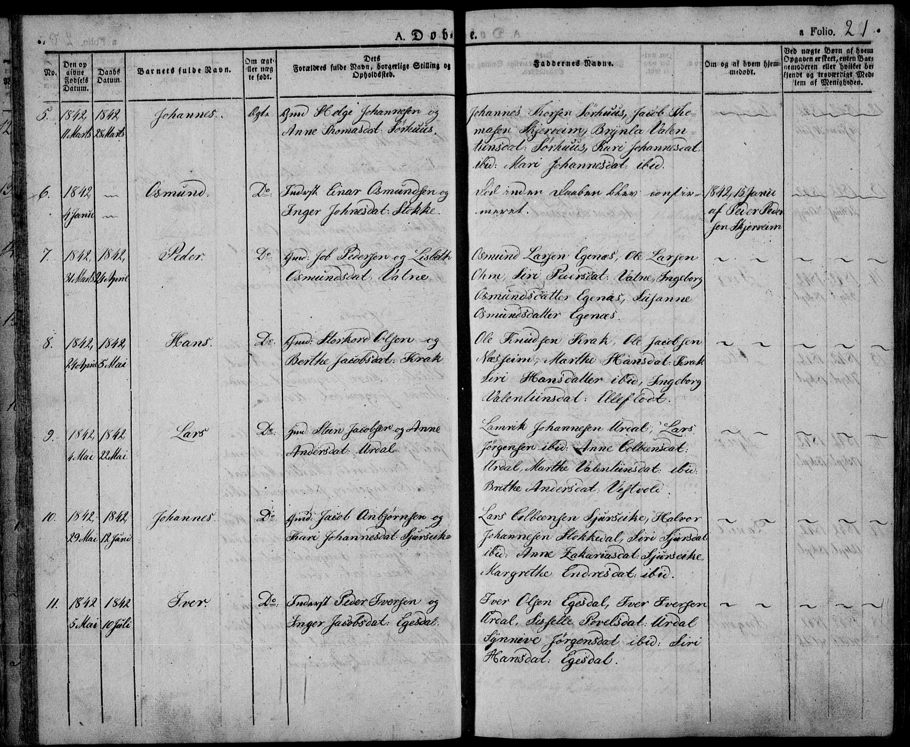 Skjold sokneprestkontor, AV/SAST-A-101847/H/Ha/Haa/L0005: Parish register (official) no. A 5, 1830-1856, p. 21