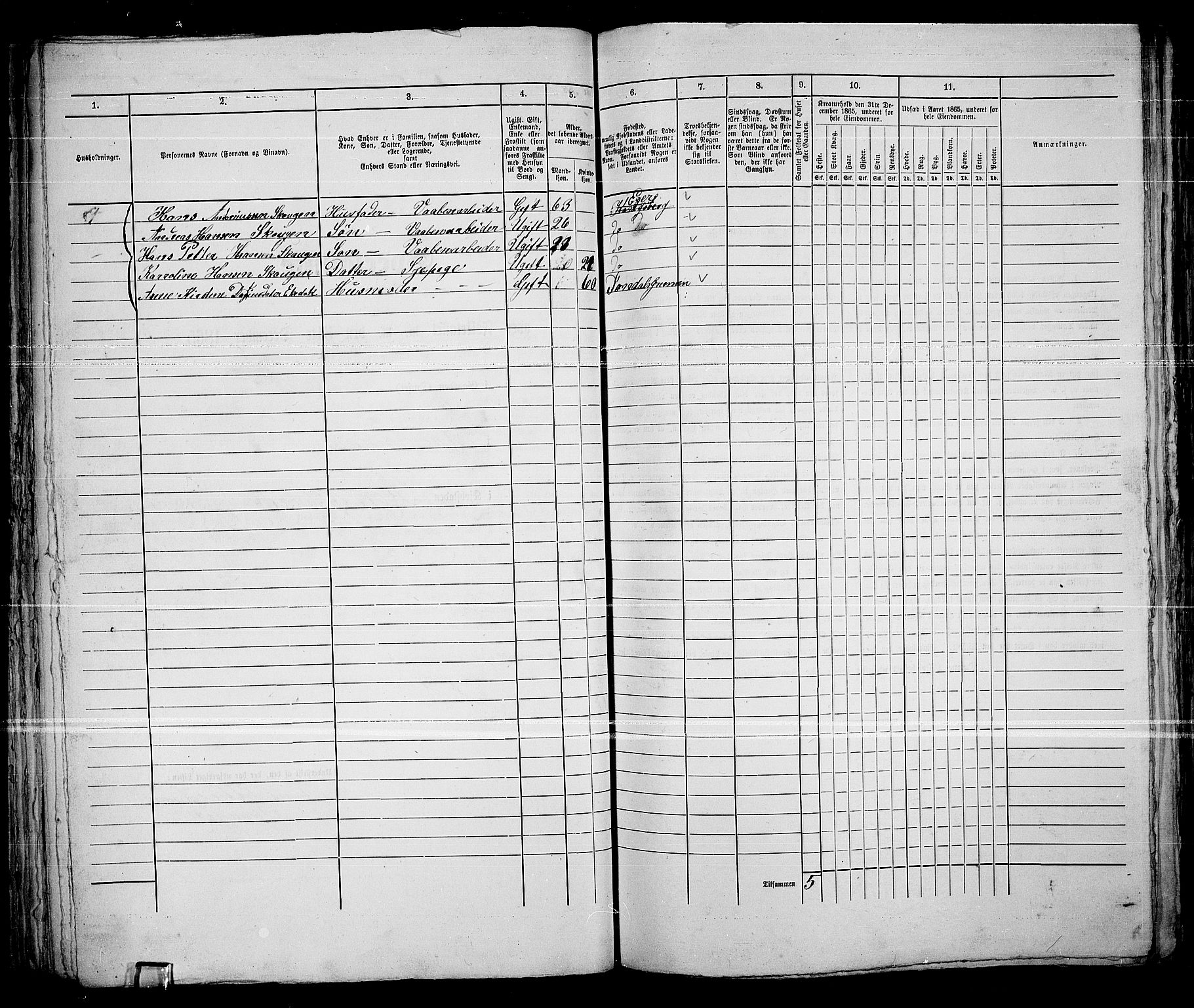 RA, 1865 census for Kongsberg/Kongsberg, 1865, p. 98