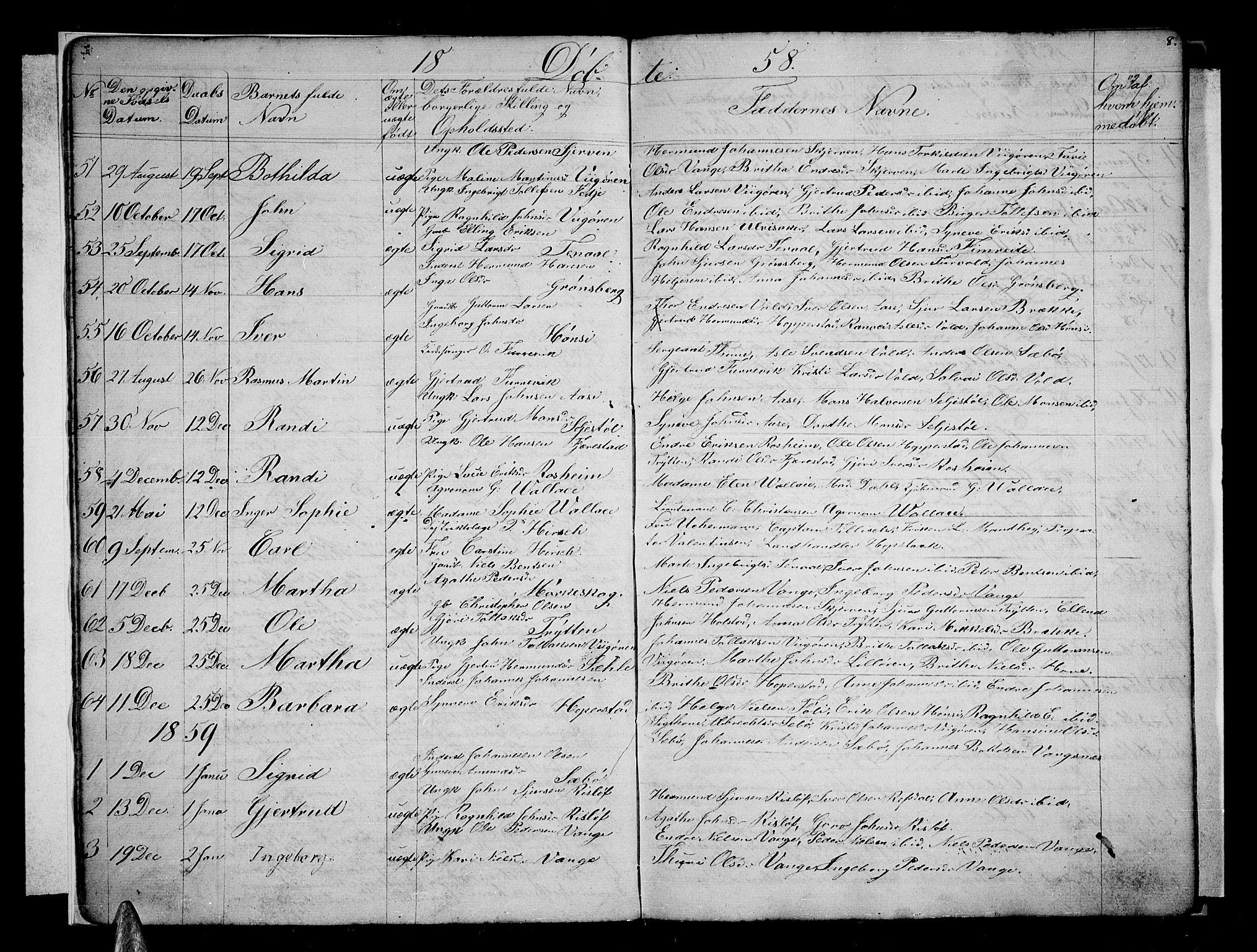 Vik sokneprestembete, AV/SAB-A-81501/H/Hab/Haba/L0002: Parish register (copy) no. A 2, 1856-1877, p. 8