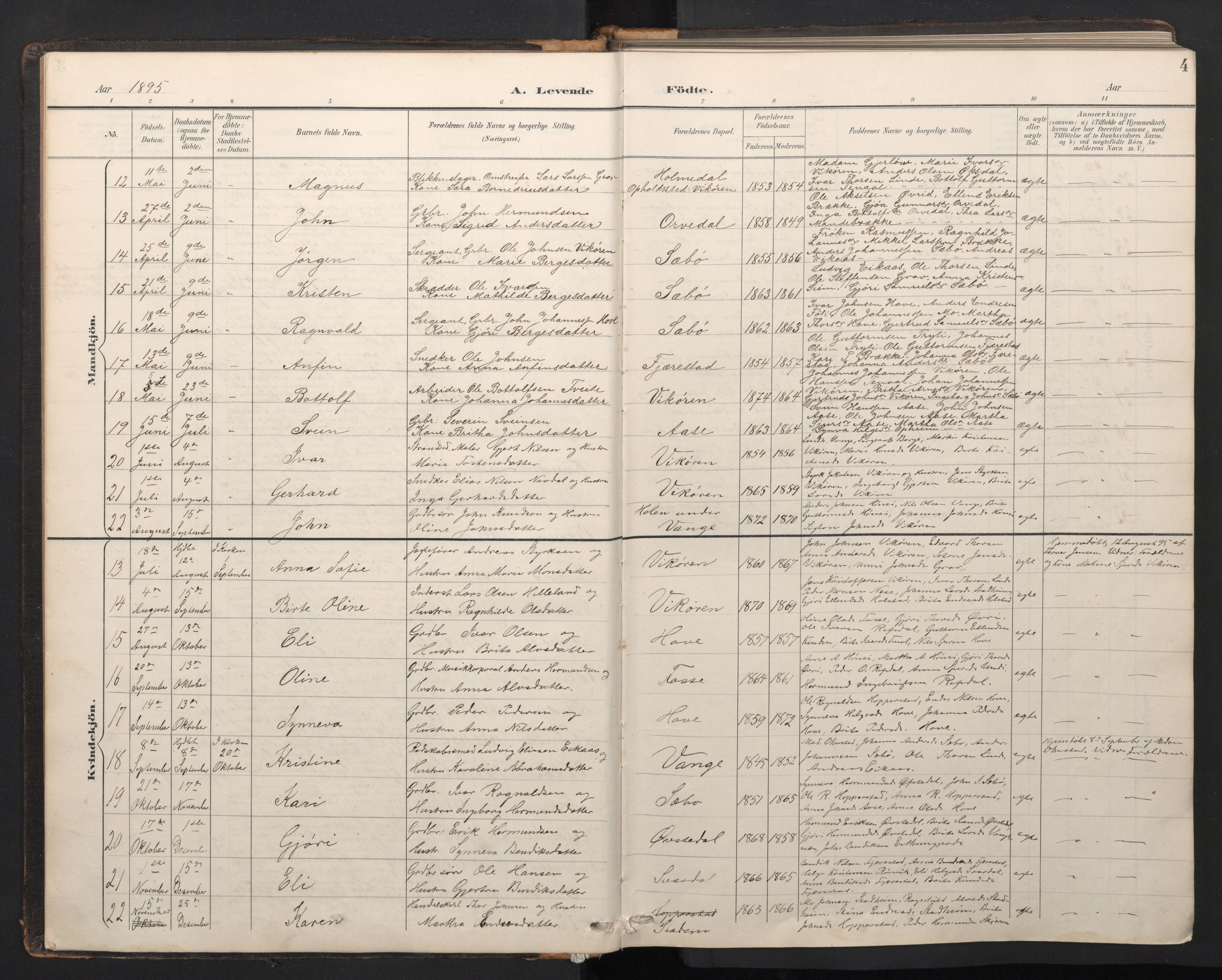 Vik sokneprestembete, SAB/A-81501: Parish register (copy) no. A 4, 1895-1914, p. 3b-4a
