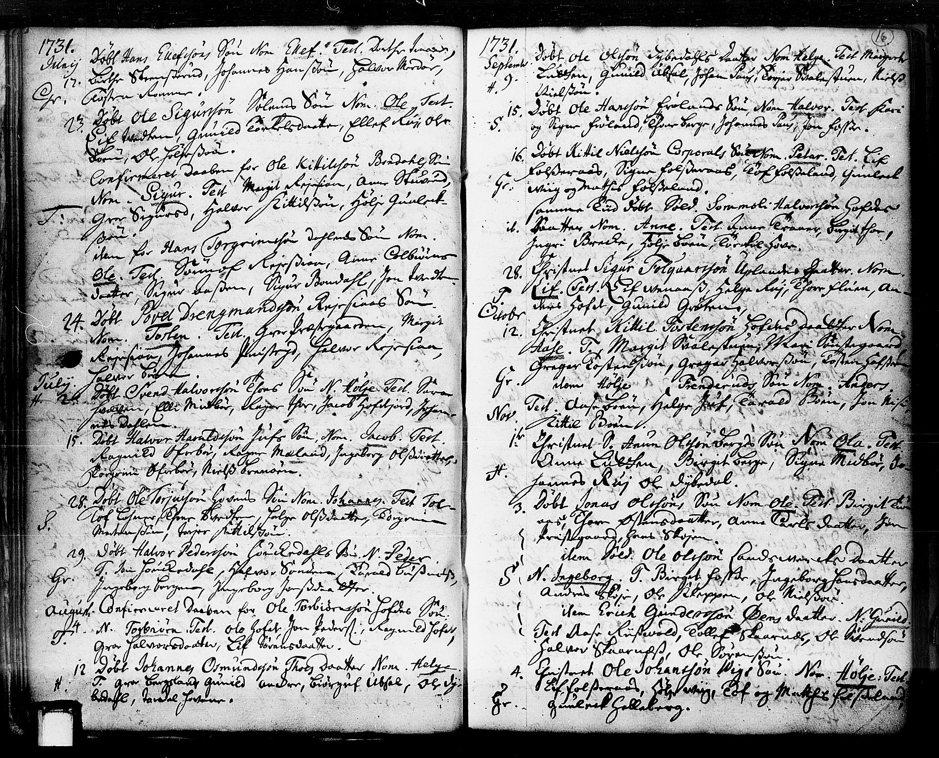 Hjartdal kirkebøker, AV/SAKO-A-270/F/Fa/L0003: Parish register (official) no. I 3, 1727-1775, p. 16