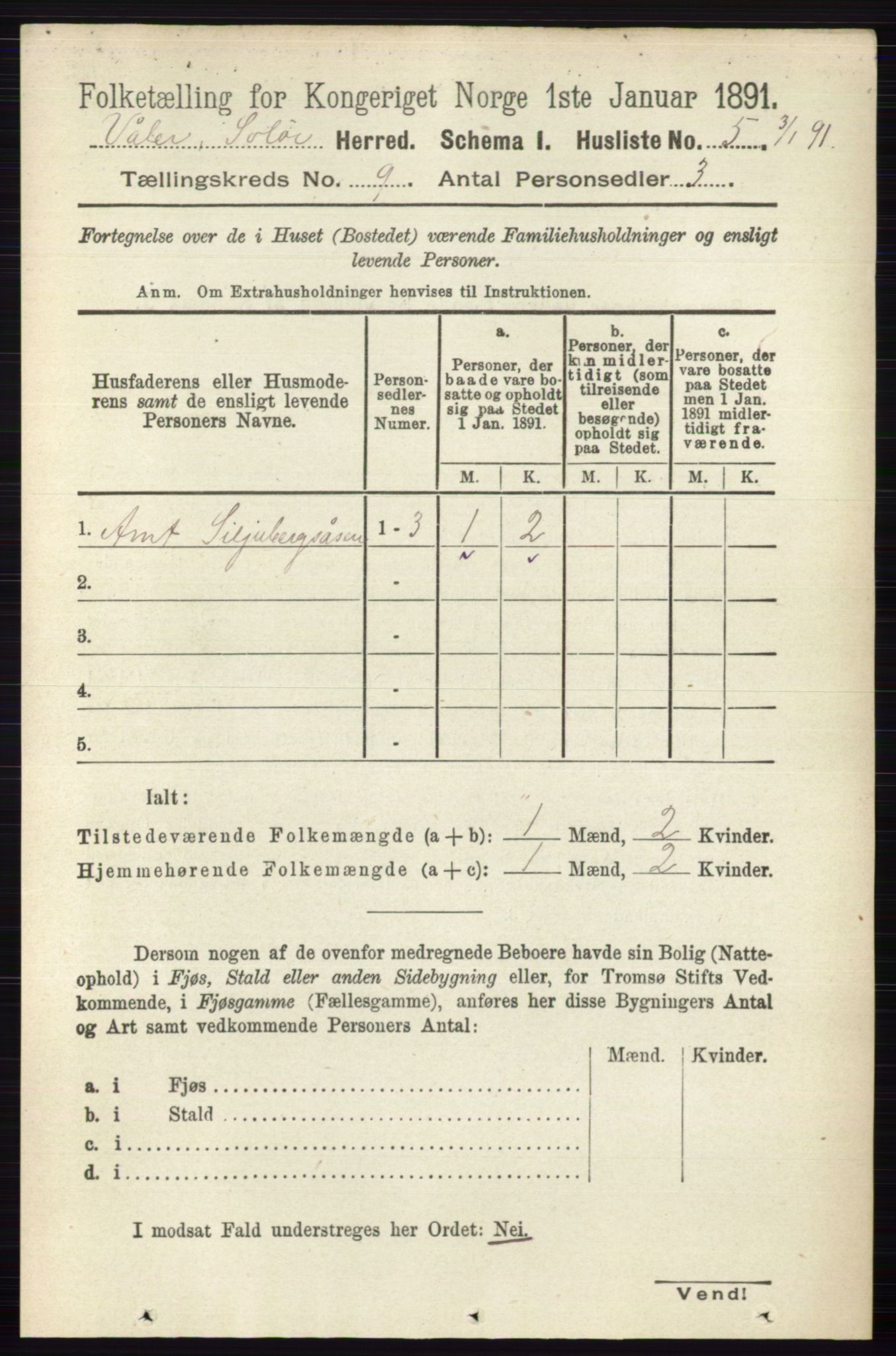 RA, 1891 census for 0426 Våler, 1891, p. 3817