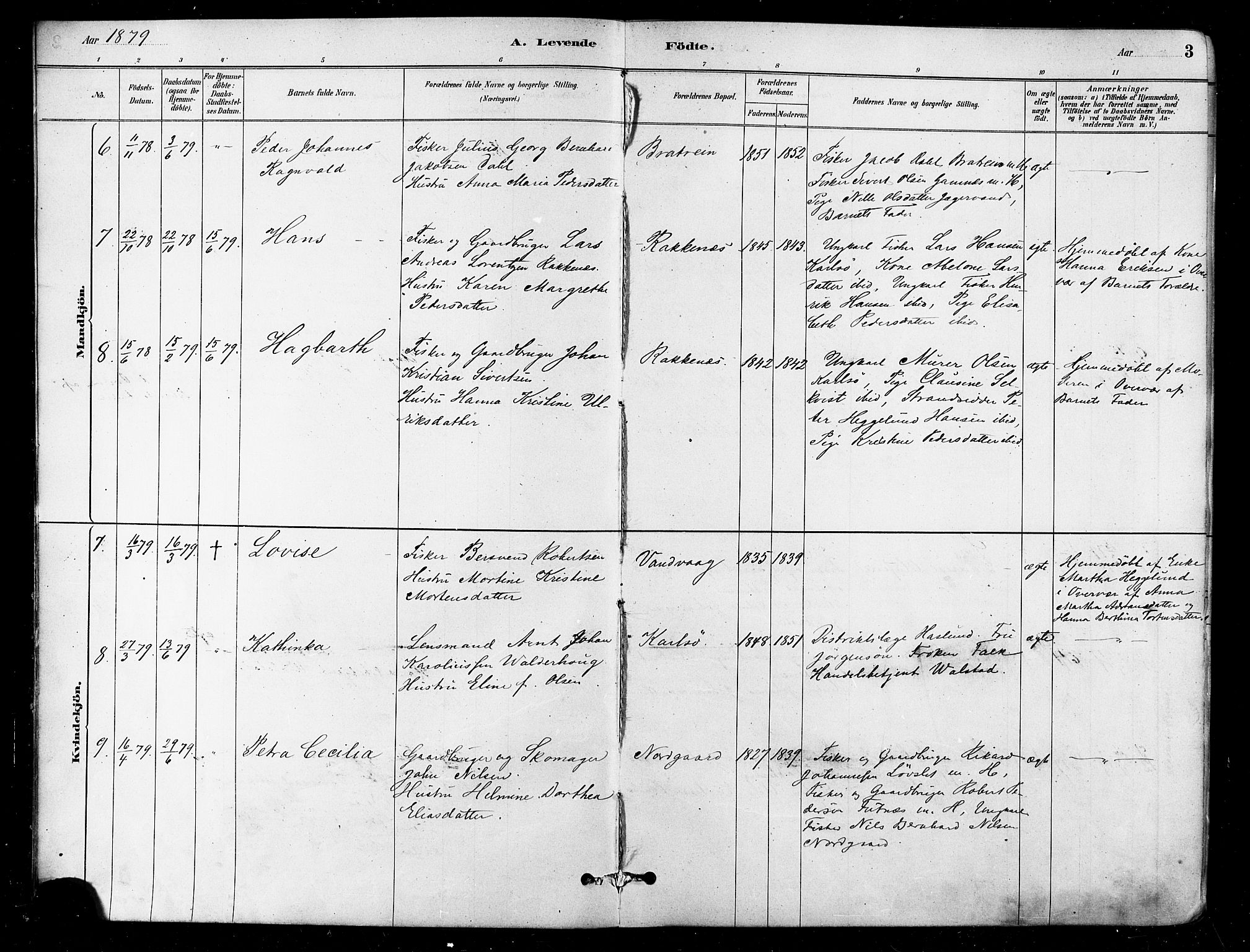 Karlsøy sokneprestembete, SATØ/S-1299/H/Ha/Haa/L0006kirke: Parish register (official) no. 6, 1879-1890, p. 3