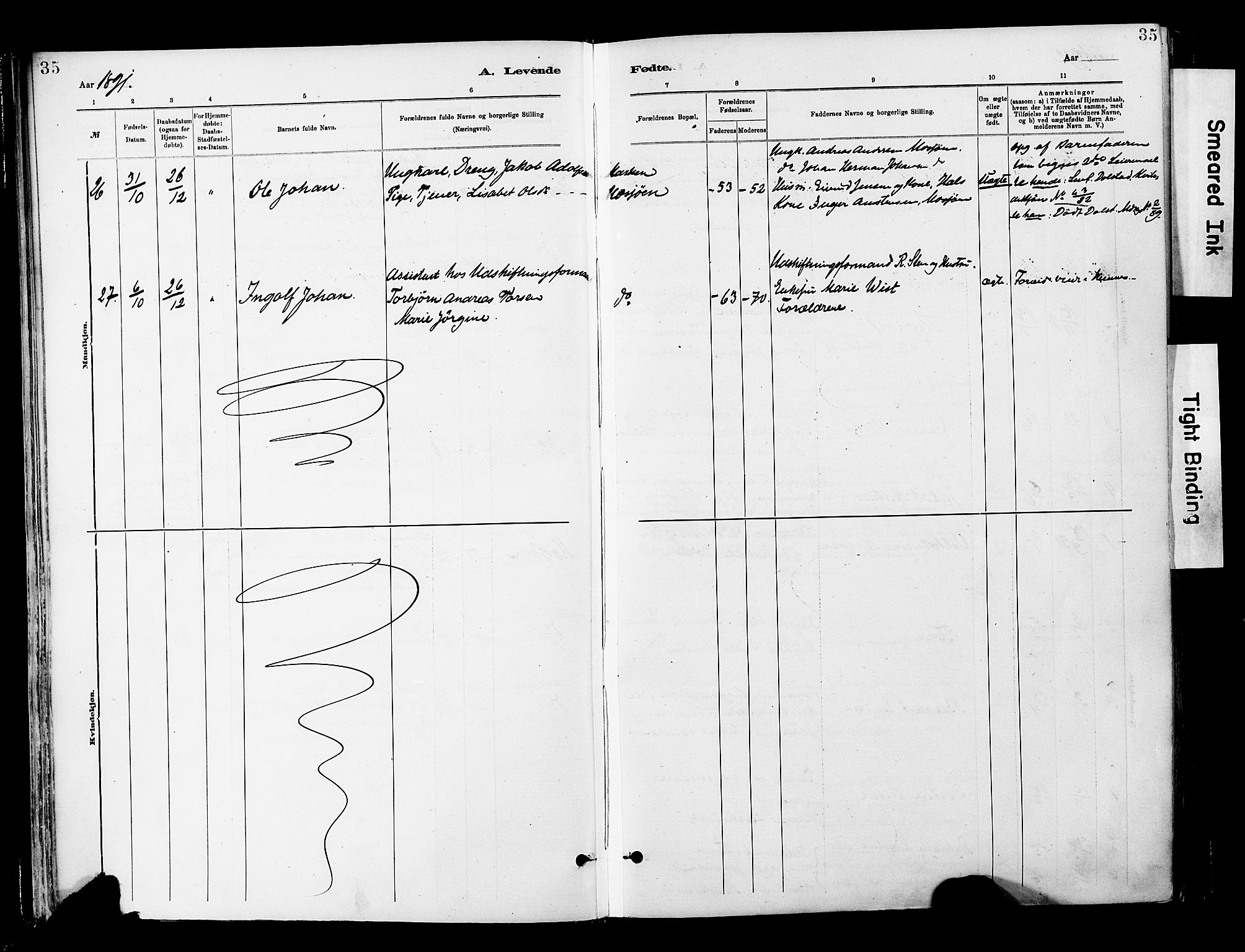 Ministerialprotokoller, klokkerbøker og fødselsregistre - Nordland, AV/SAT-A-1459/820/L0296: Parish register (official) no. 820A17, 1880-1903, p. 35