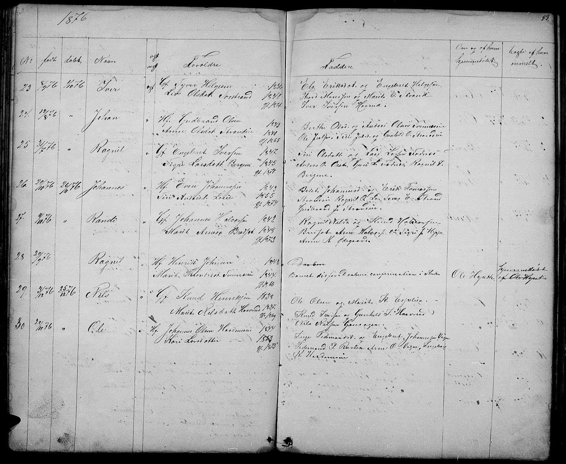 Nord-Aurdal prestekontor, SAH/PREST-132/H/Ha/Hab/L0003: Parish register (copy) no. 3, 1842-1882, p. 83