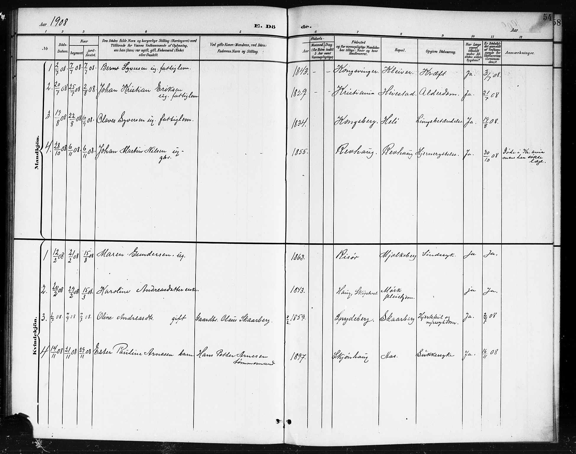 Spydeberg prestekontor Kirkebøker, AV/SAO-A-10924/G/Gc/L0001: Parish register (copy) no. III 1, 1901-1917, p. 54