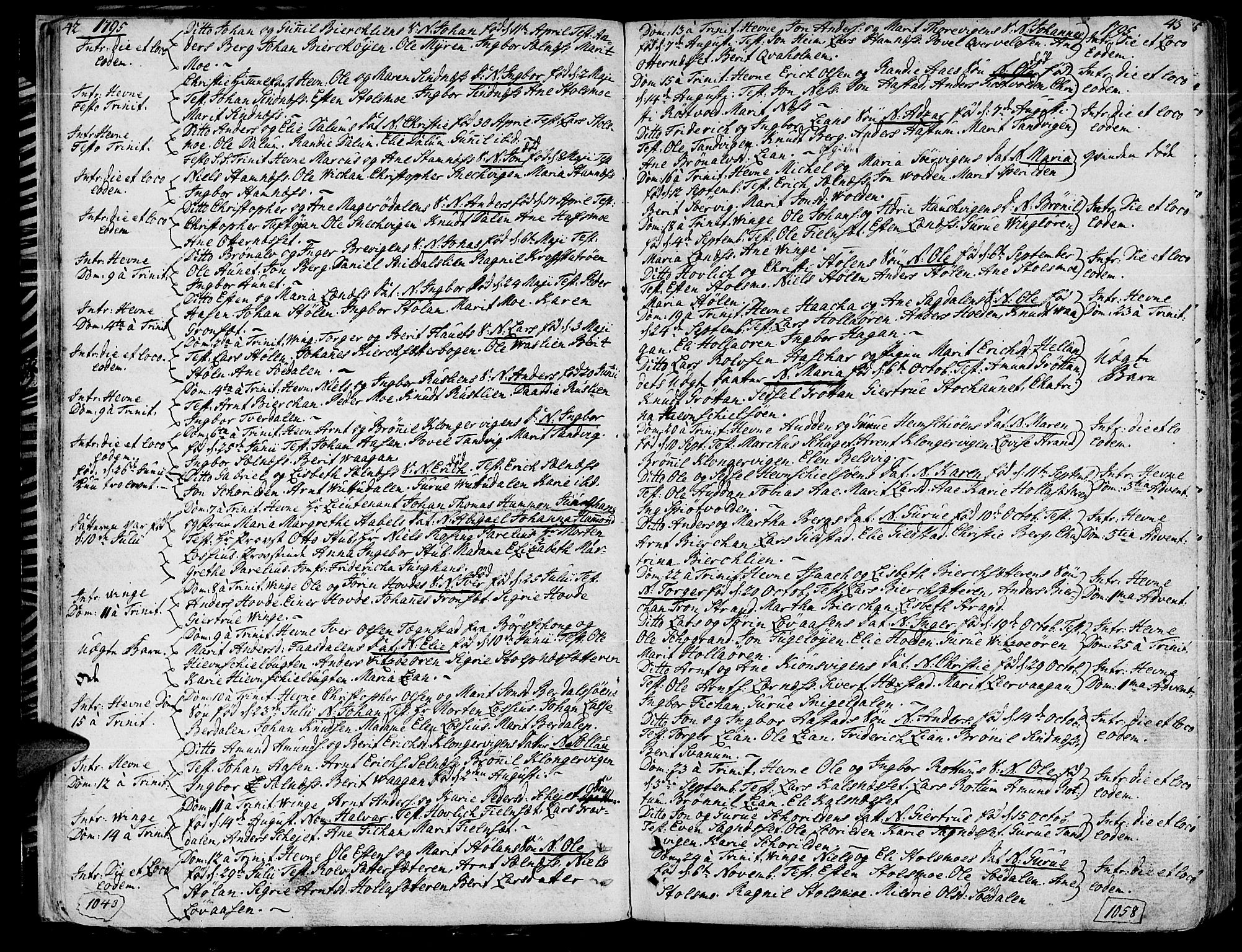 Ministerialprotokoller, klokkerbøker og fødselsregistre - Sør-Trøndelag, SAT/A-1456/630/L0490: Parish register (official) no. 630A03, 1795-1818, p. 42-43