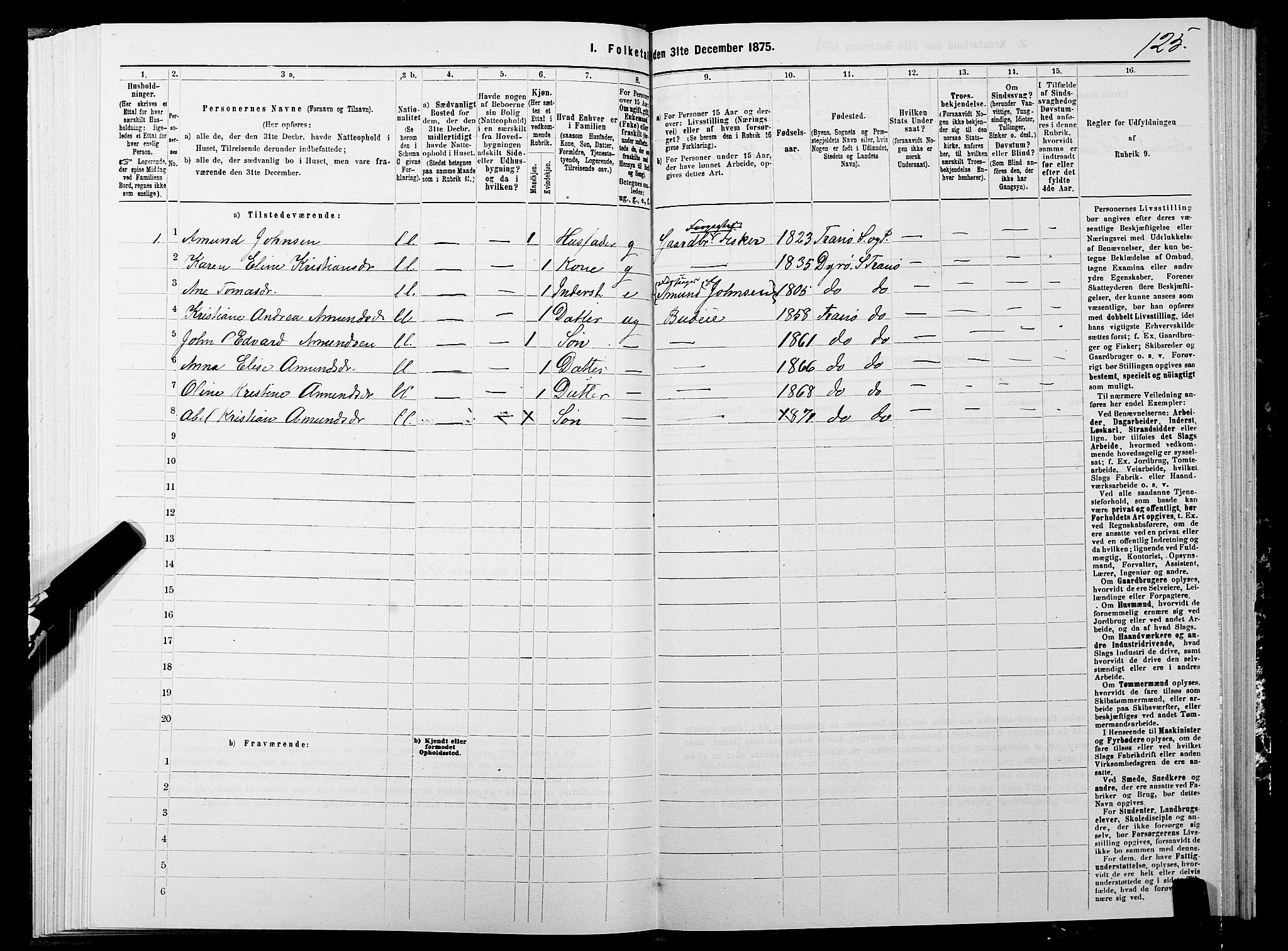 SATØ, 1875 census for 1927P Tranøy, 1875, p. 4125