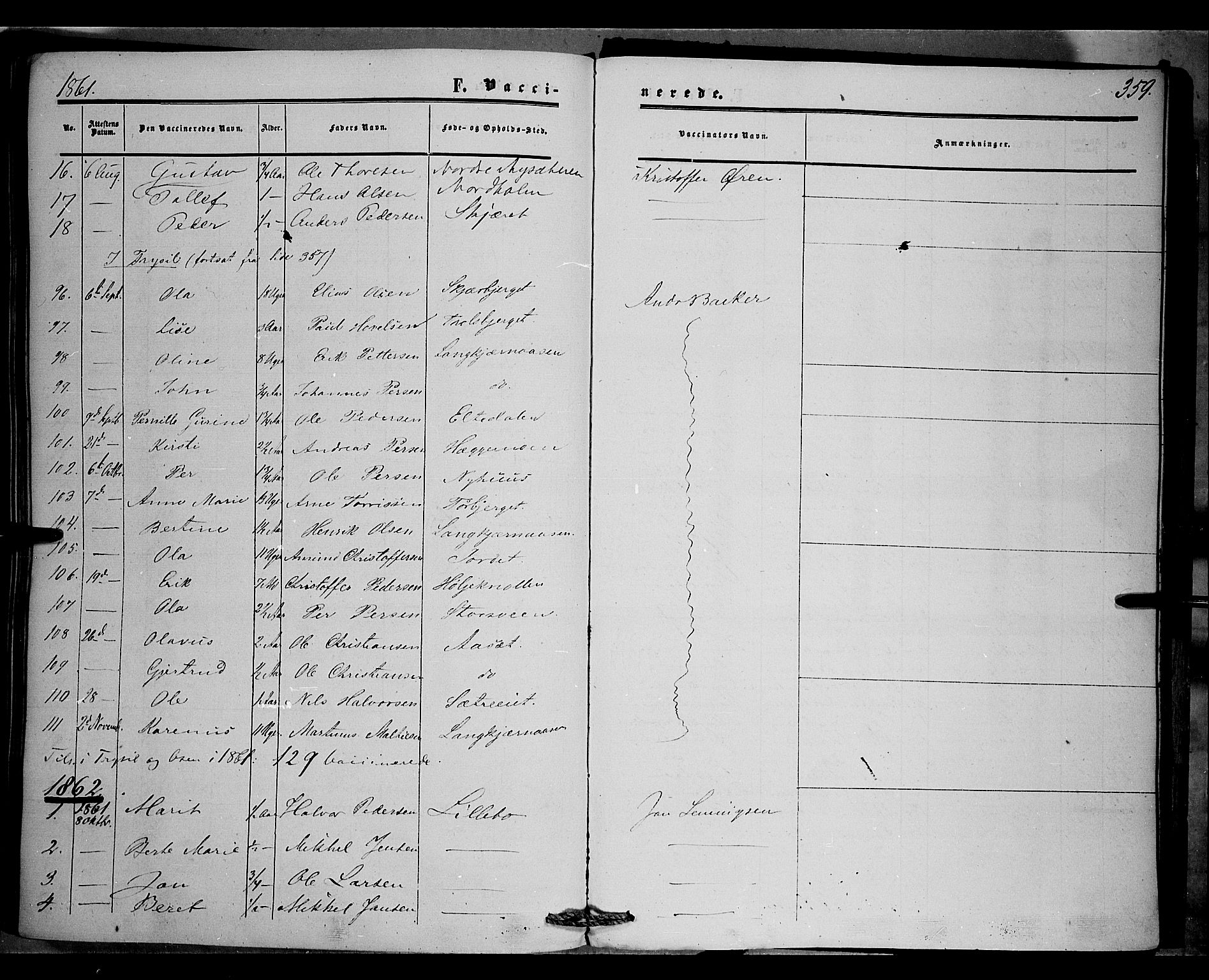 Trysil prestekontor, SAH/PREST-046/H/Ha/Haa/L0005: Parish register (official) no. 5, 1851-1865, p. 359