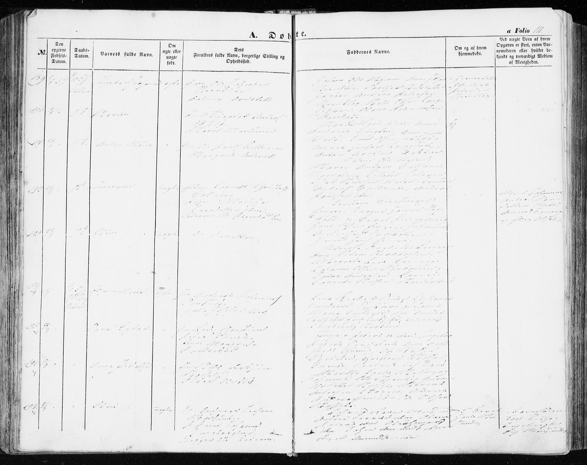 Ministerialprotokoller, klokkerbøker og fødselsregistre - Sør-Trøndelag, AV/SAT-A-1456/634/L0530: Parish register (official) no. 634A06, 1852-1860, p. 111