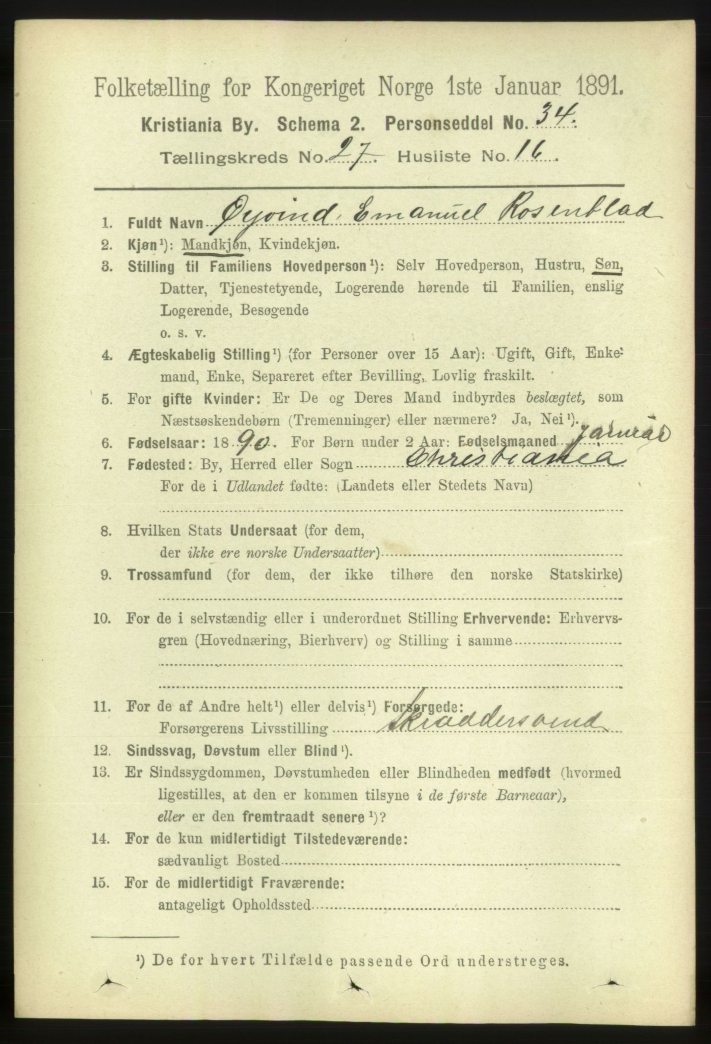 RA, 1891 census for 0301 Kristiania, 1891, p. 14177