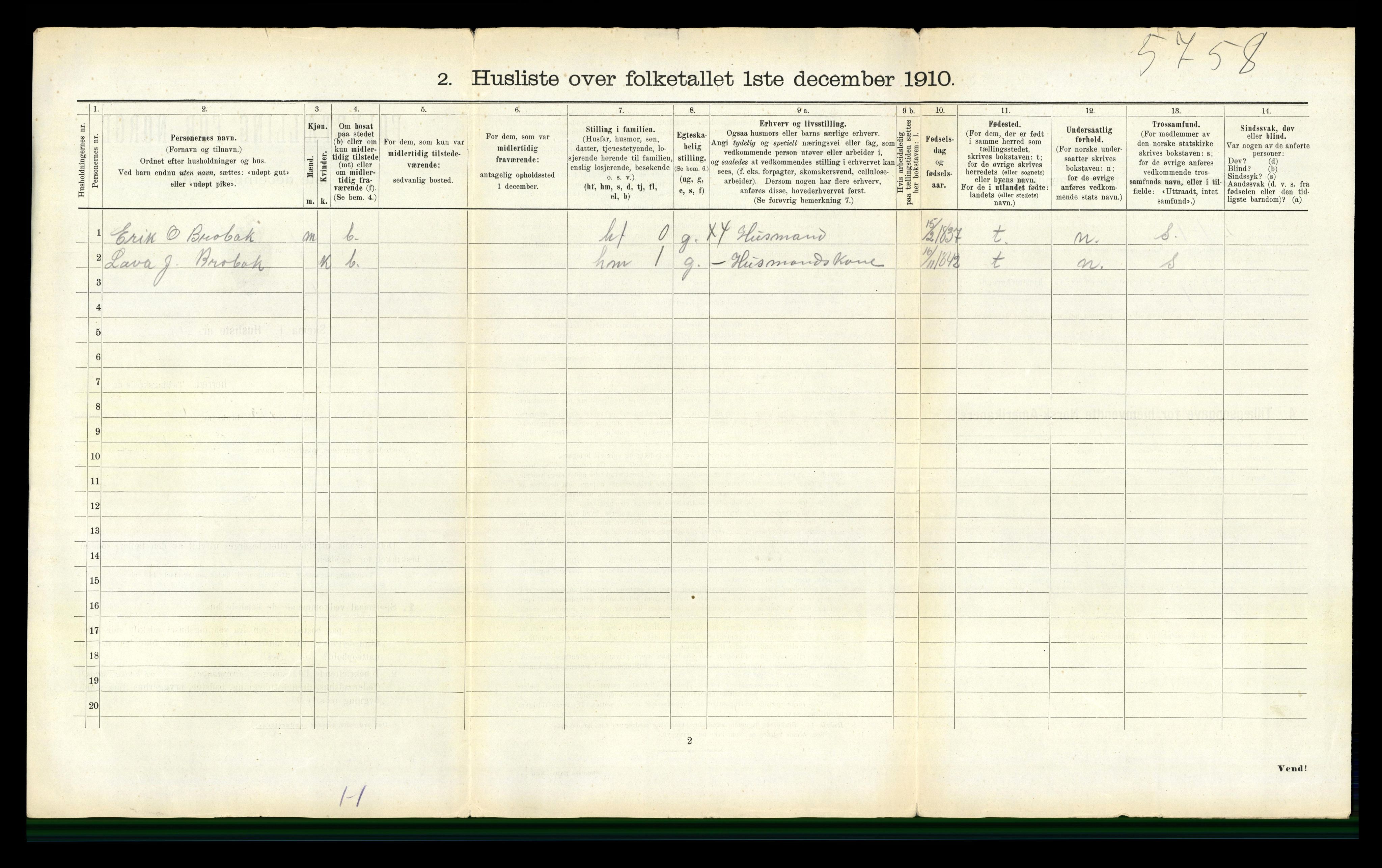 RA, 1910 census for Meldal, 1910, p. 1006