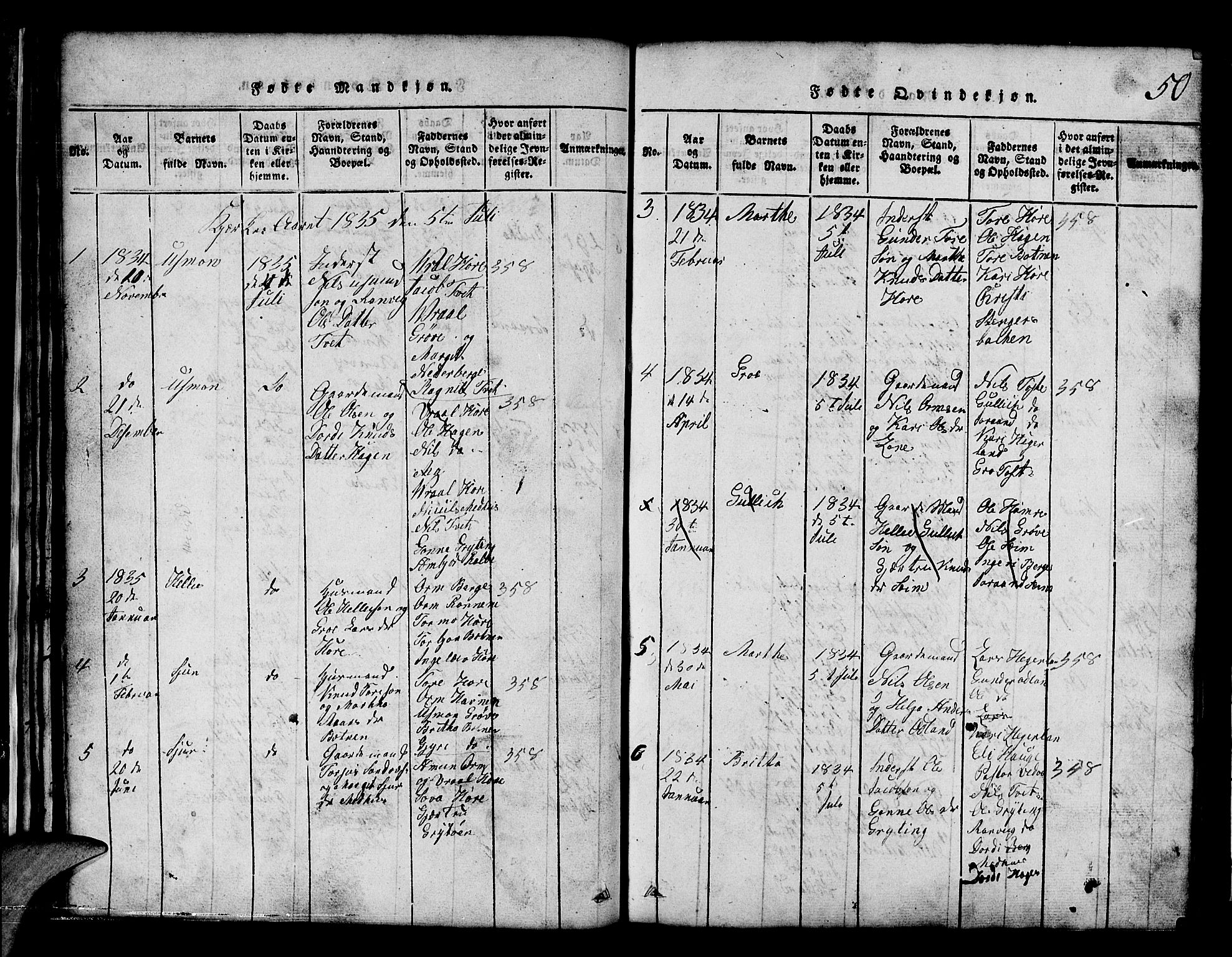 Røldal sokneprestembete, SAB/A-100247: Parish register (copy) no. A 1, 1817-1860, p. 50