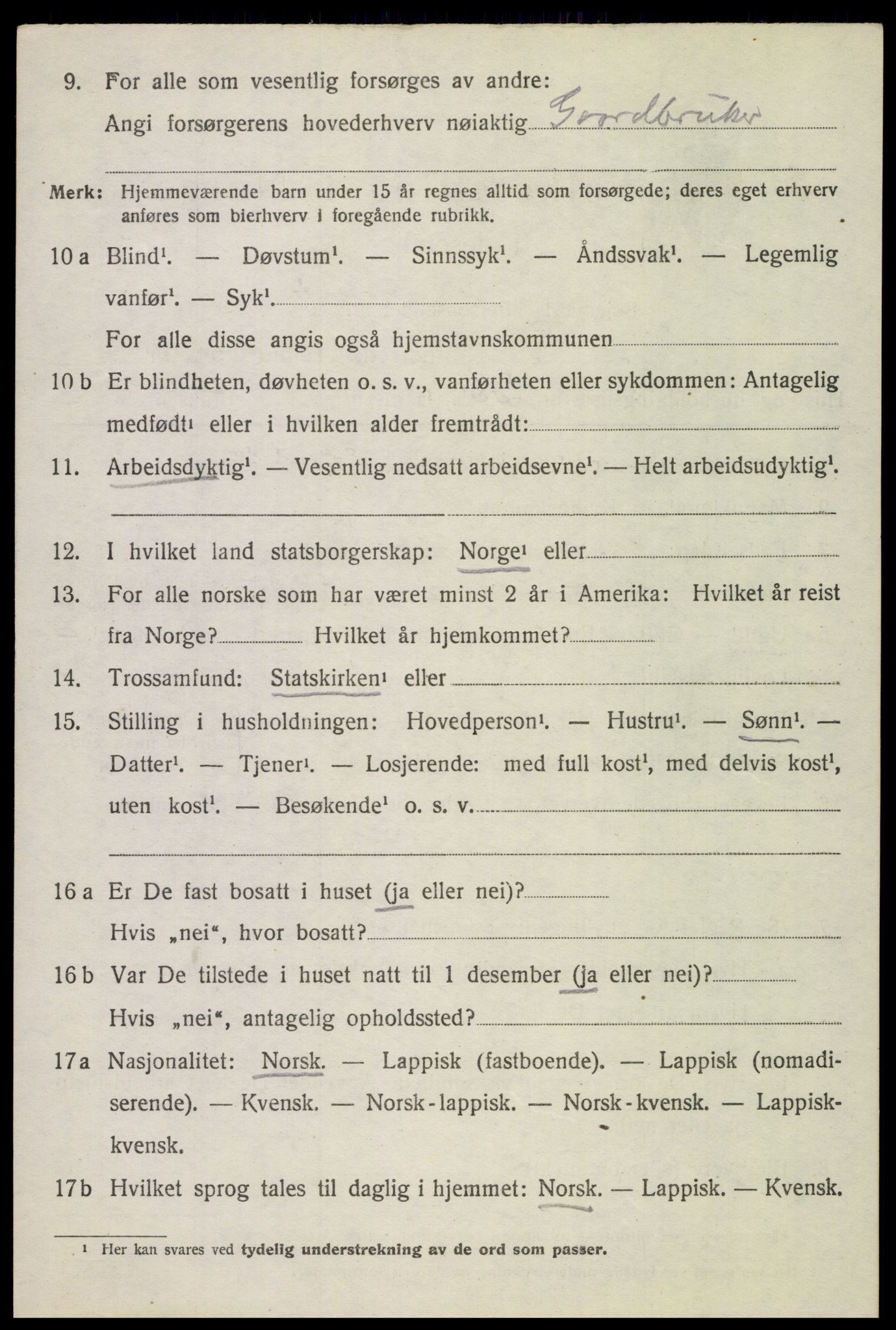 SAT, 1920 census for Skjerstad, 1920, p. 2128