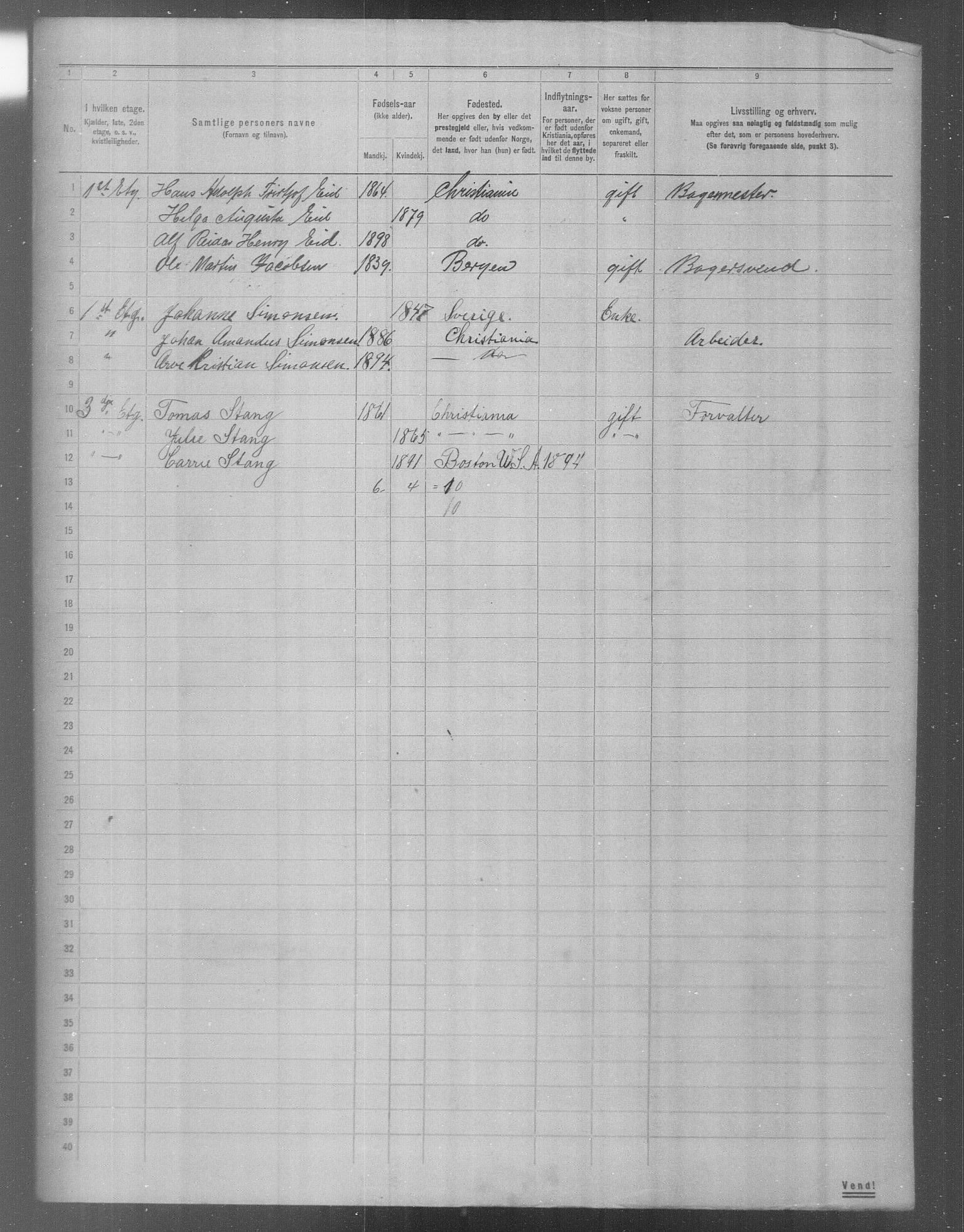 OBA, Municipal Census 1904 for Kristiania, 1904, p. 17063