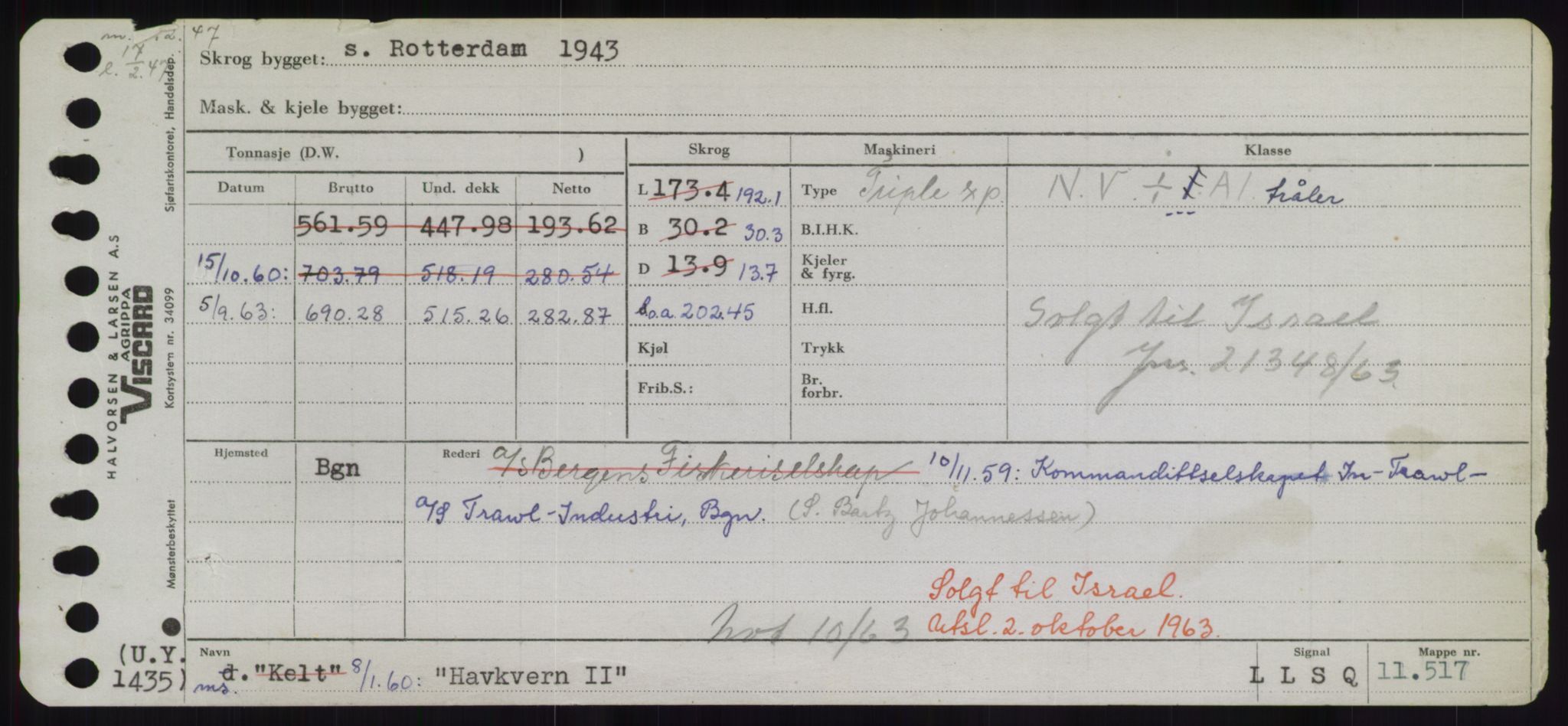 Sjøfartsdirektoratet med forløpere, Skipsmålingen, RA/S-1627/H/Hd/L0014: Fartøy, H-Havl, p. 607